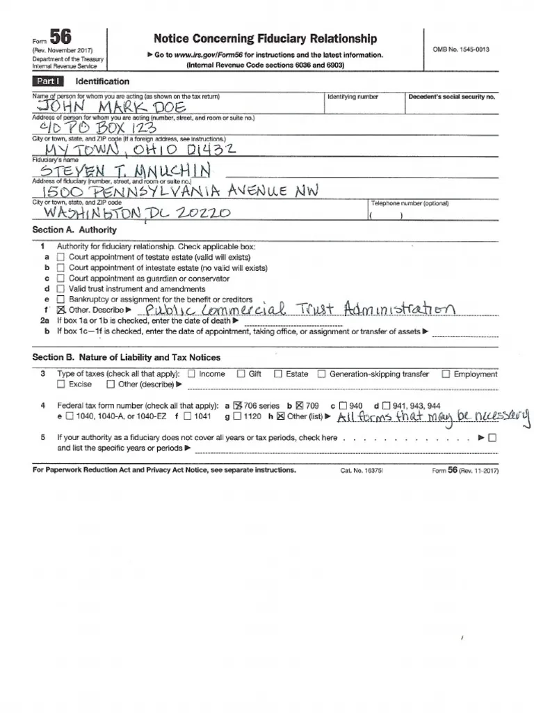 Irs Form 56 Mailing Address