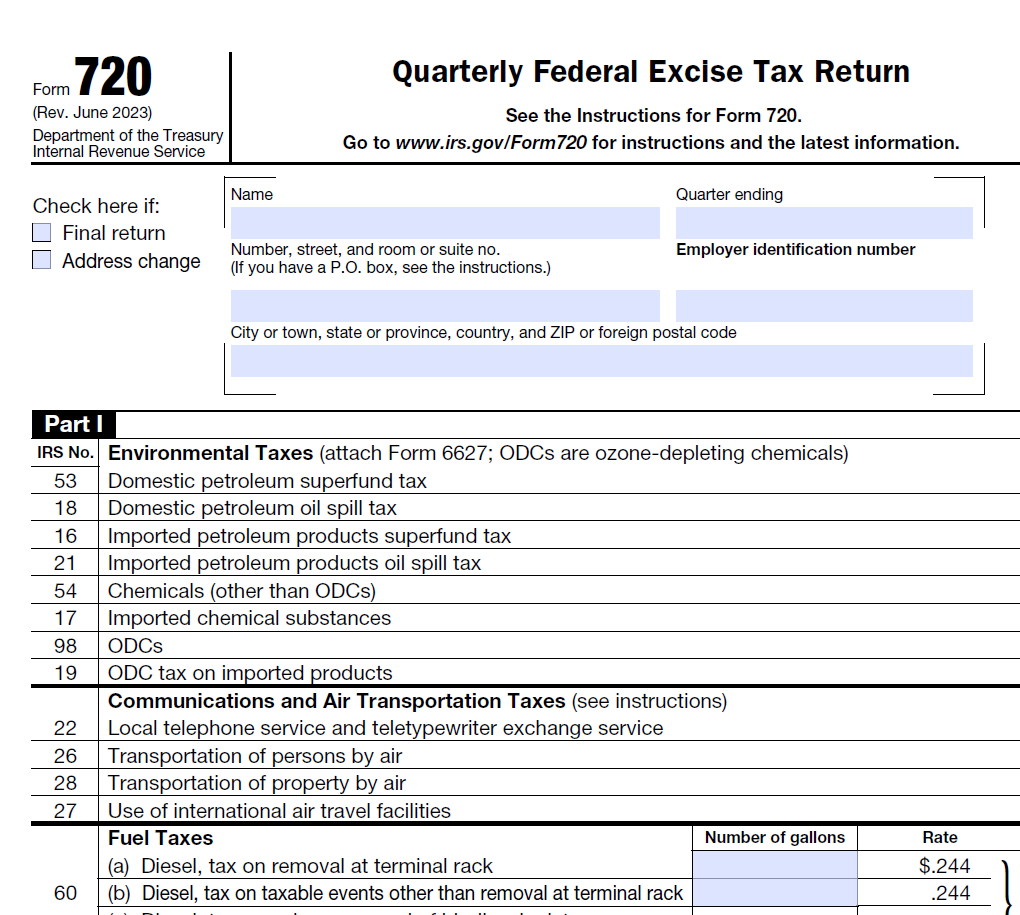 Irs Form 720 Instructions