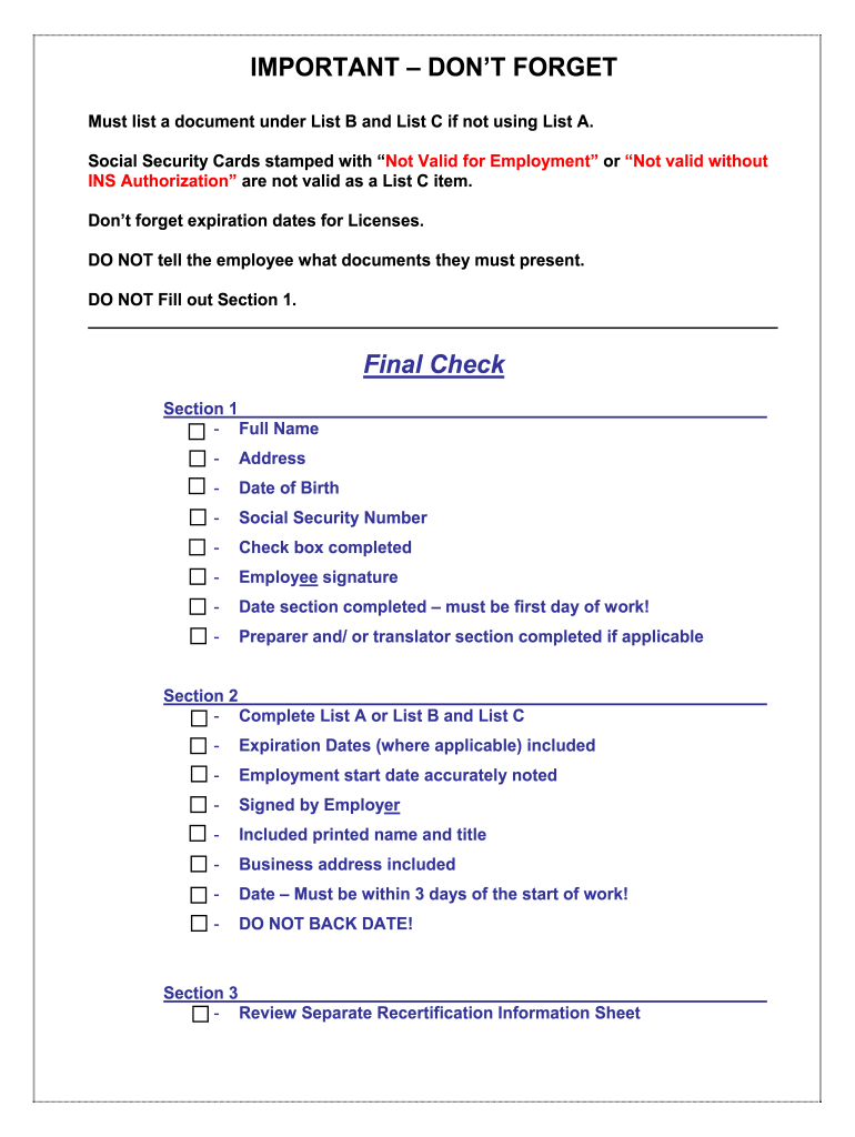 I9 Form 2025 Free Printable