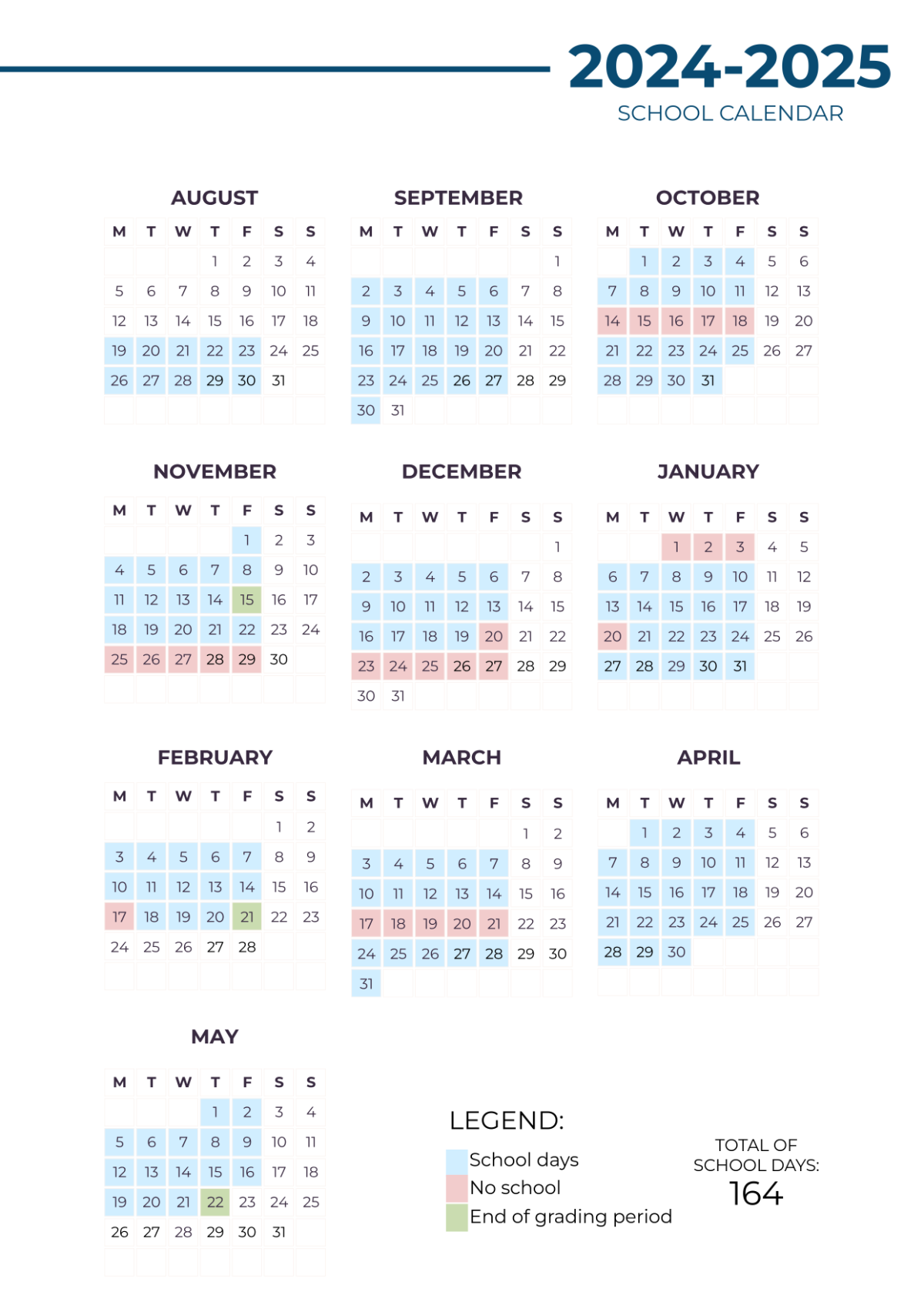 School Calendar 2025 Printable