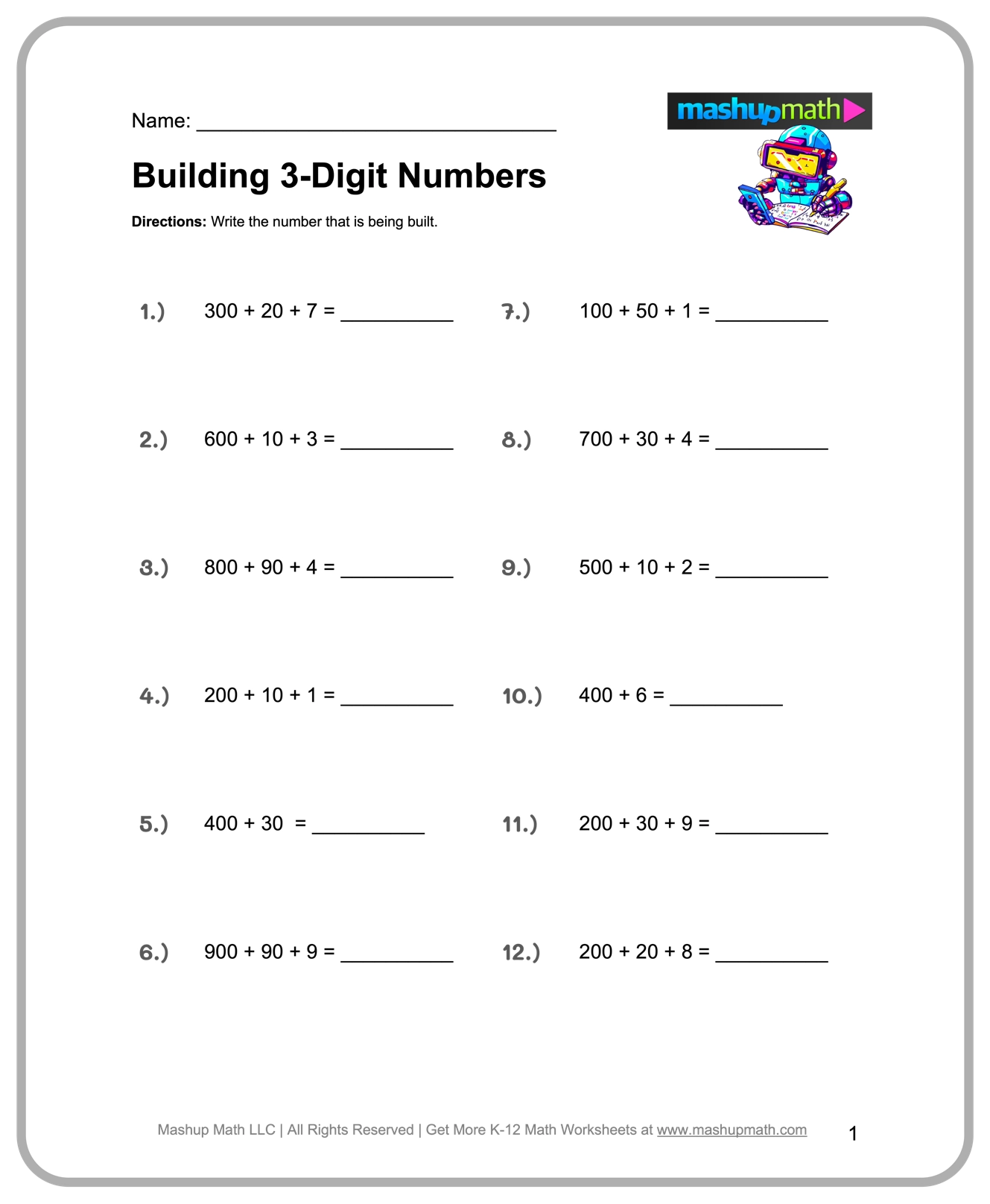 Printable Mathematics Worksheets For Grade 3