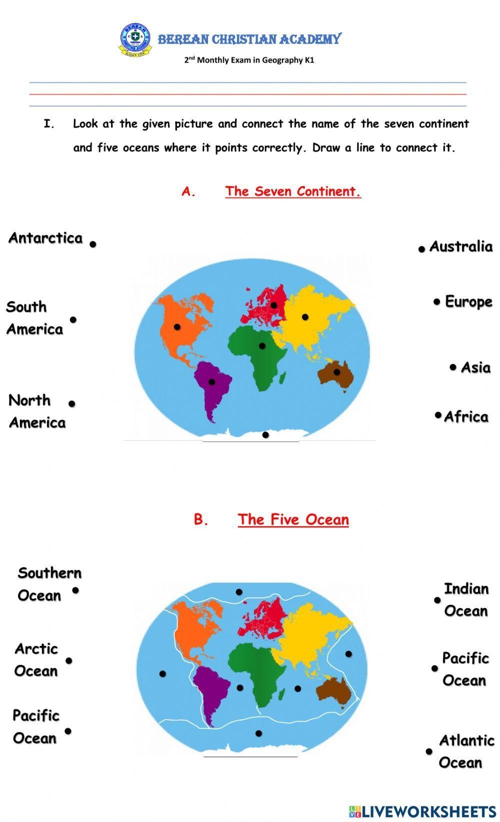 7 Continents Worksheets Printable