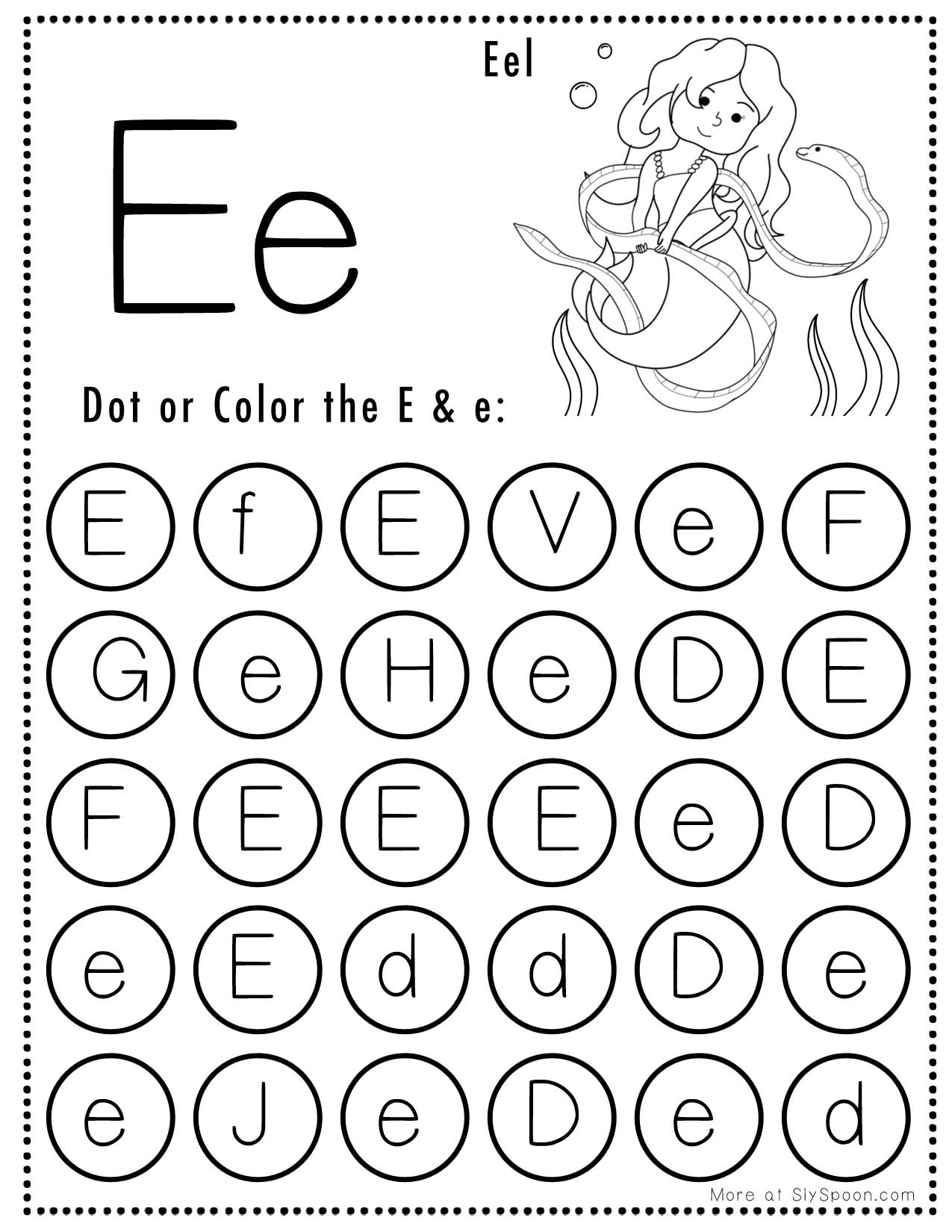Printable Letter E Worksheets For Preschool