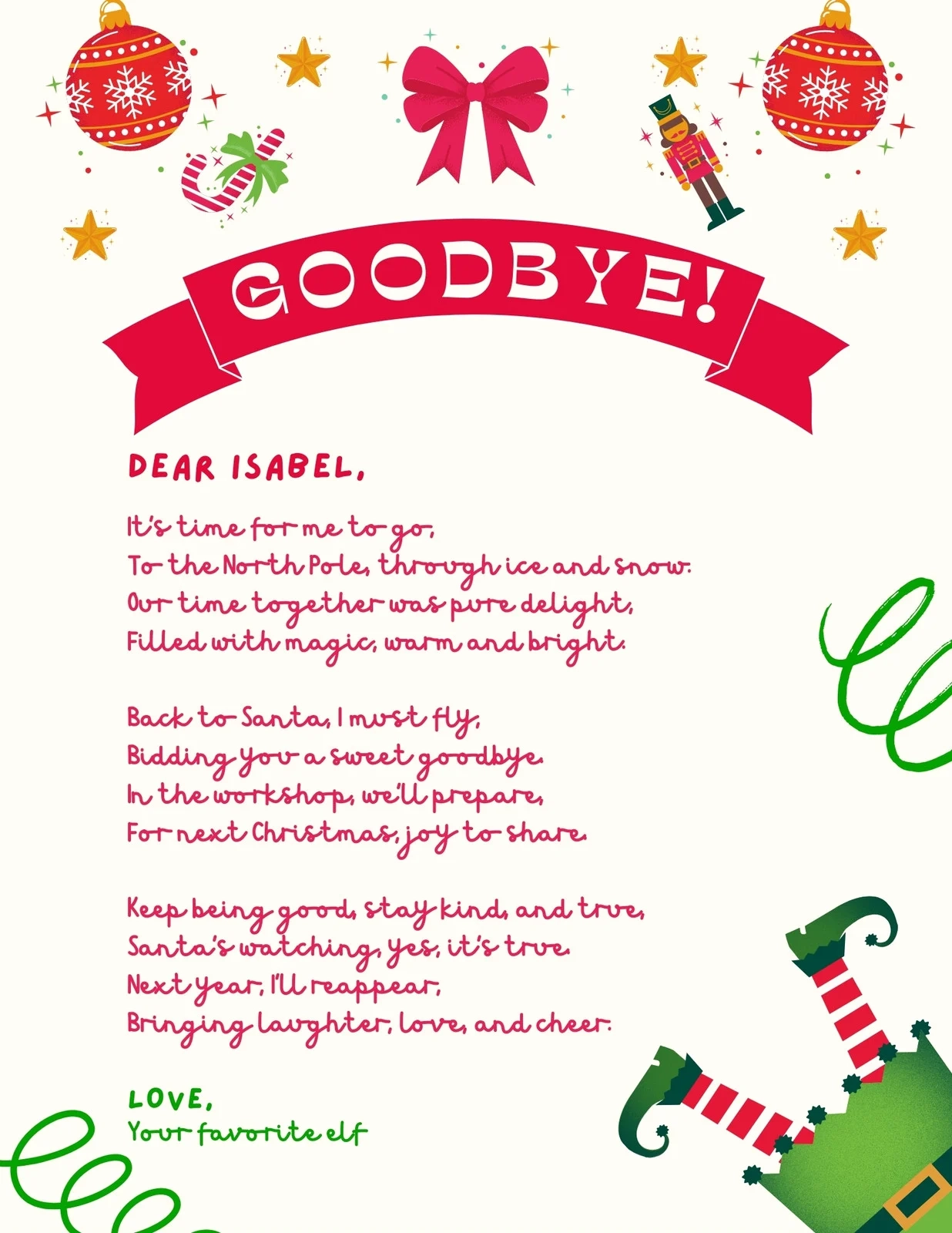 Elf On The Shelf Letter Template Free Printable Pdf