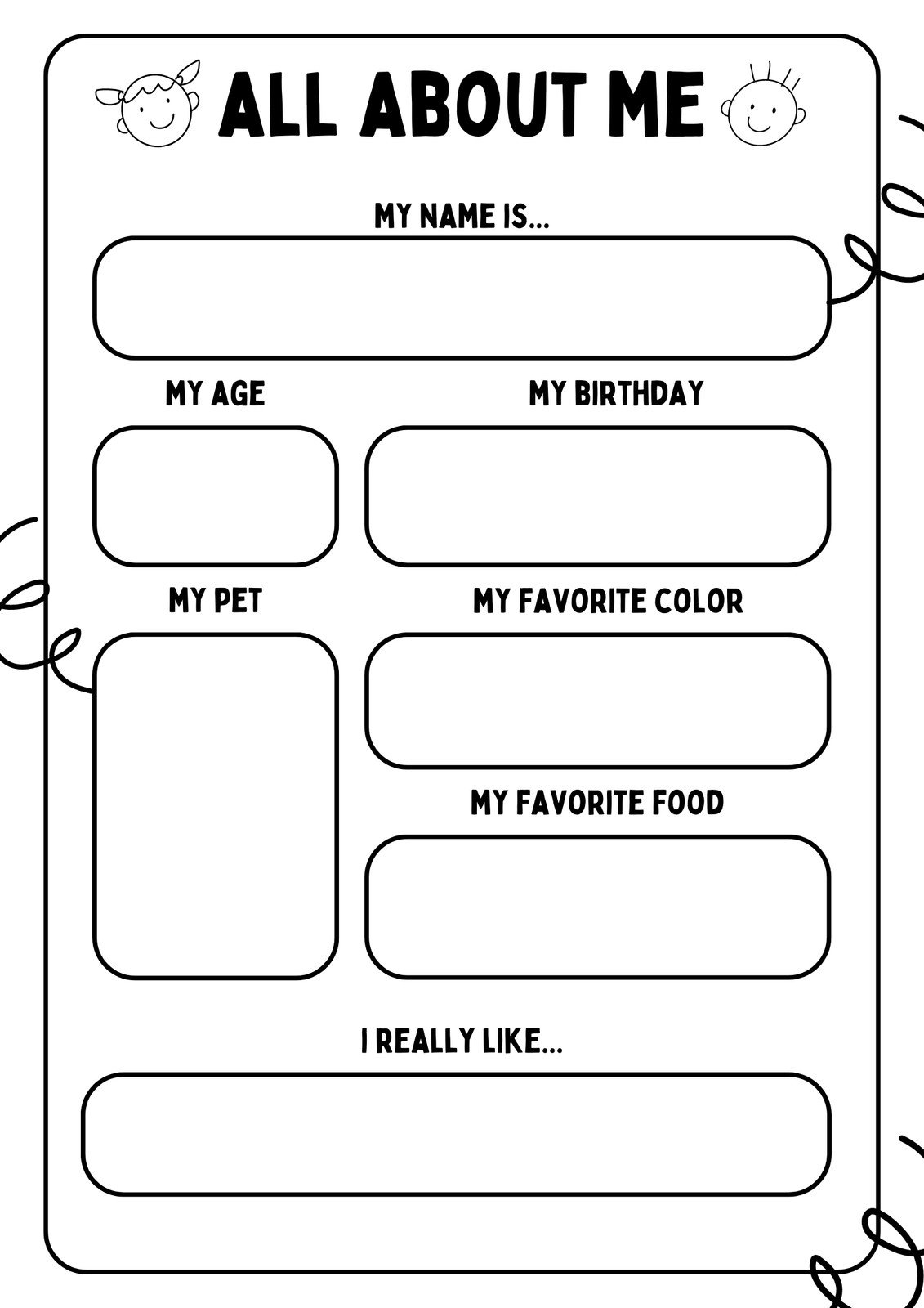 Printable All About Me Worksheet For Fun