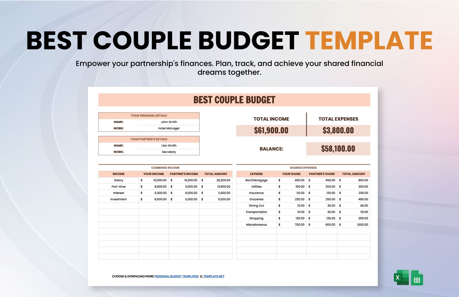 Free Budget Worksheet For Couples Download Free Budget Worksheet 
