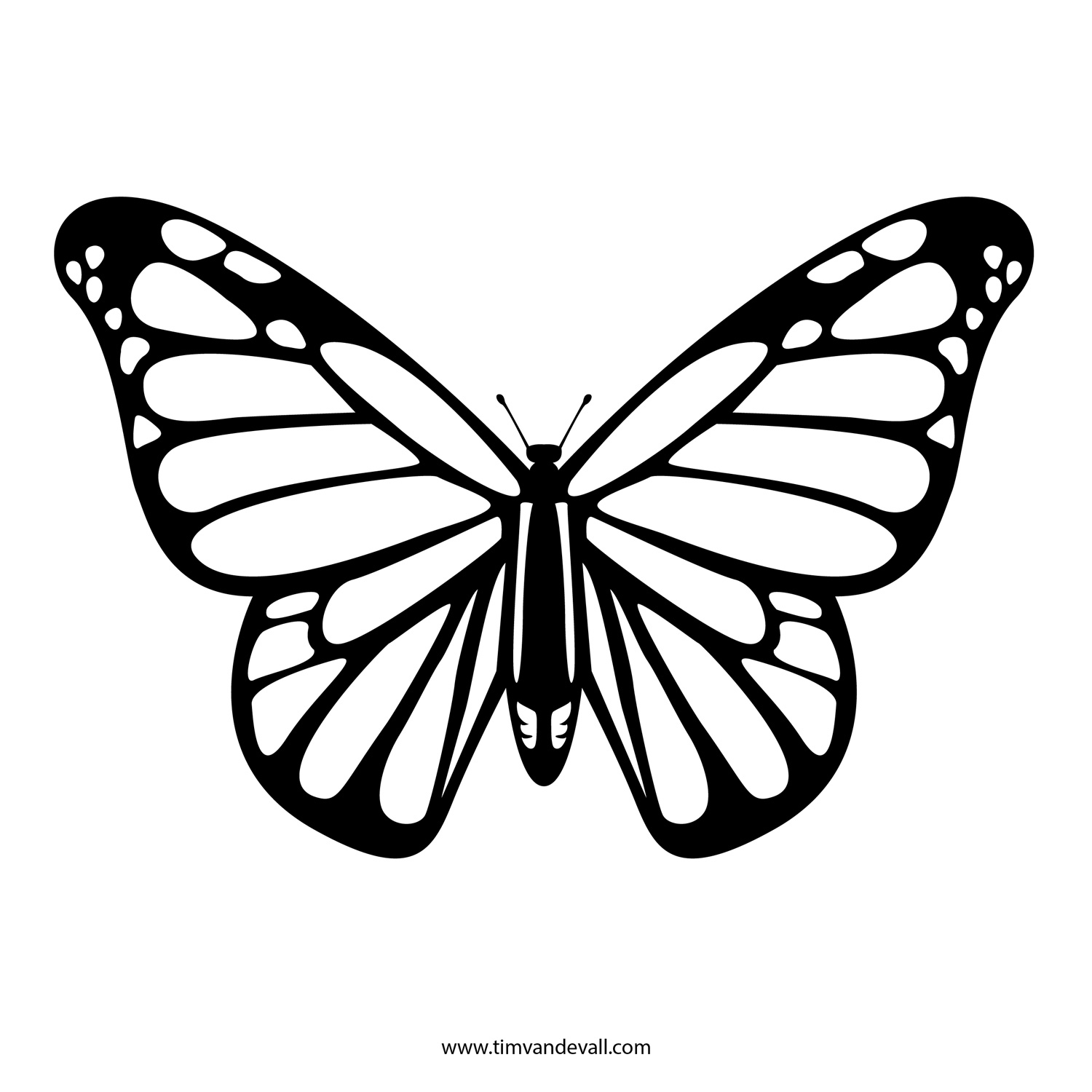 Free Butterfly Stencil Monarch Butterfly Outline And Silhouette 