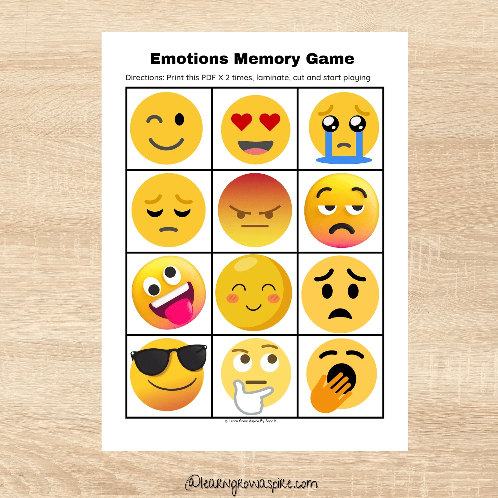 Free Emotion Matching Game Printable FREE Download Learn Grow 