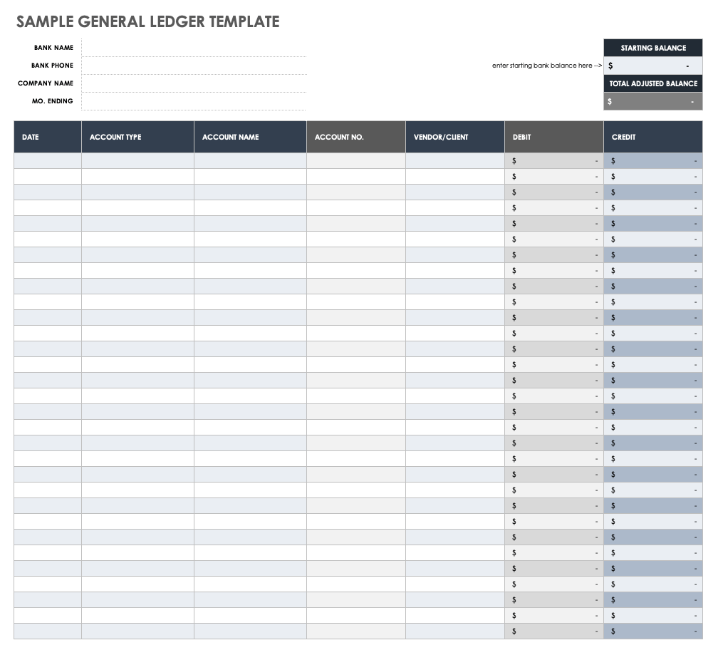 Printable Blank Ledger Template