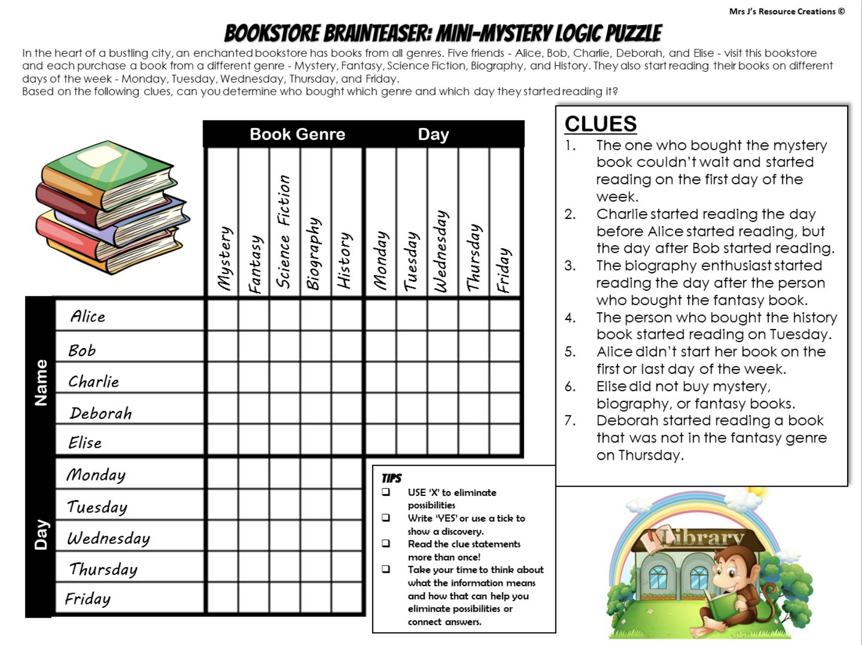Logic Puzzles With Grid Printable