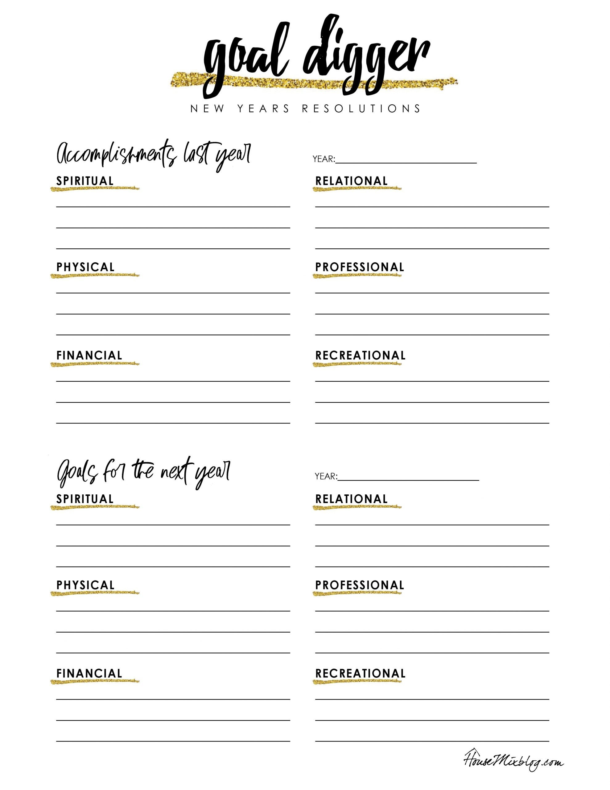 Free New Years Resolutions Printable Worksheet Lets Live And 