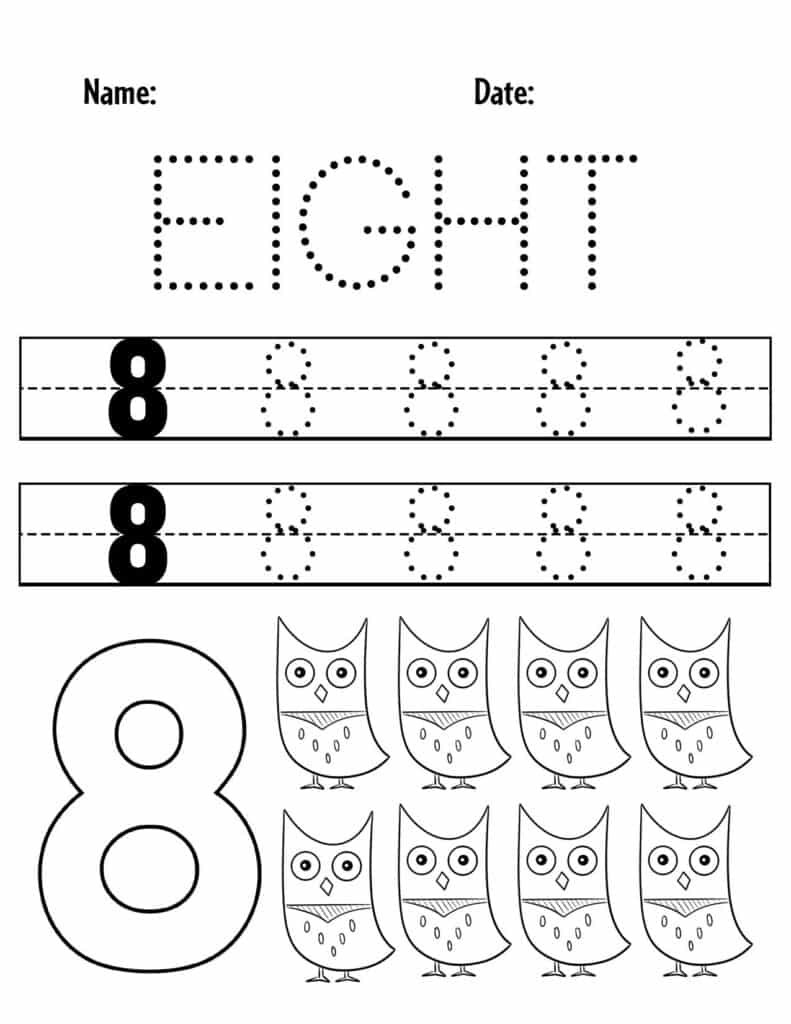 FREE Number 8 Worksheets For Preschool The Hollydog Blog 