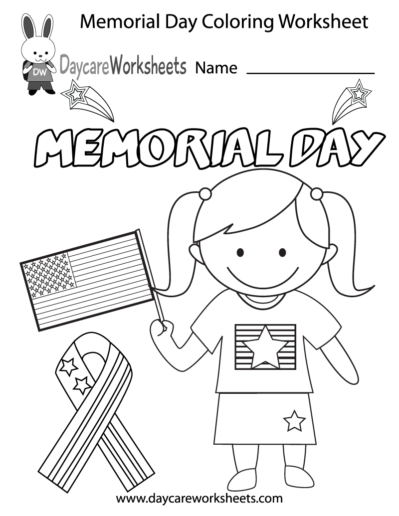 Free Preschool Memorial Day Coloring Worksheet Worksheets Library
