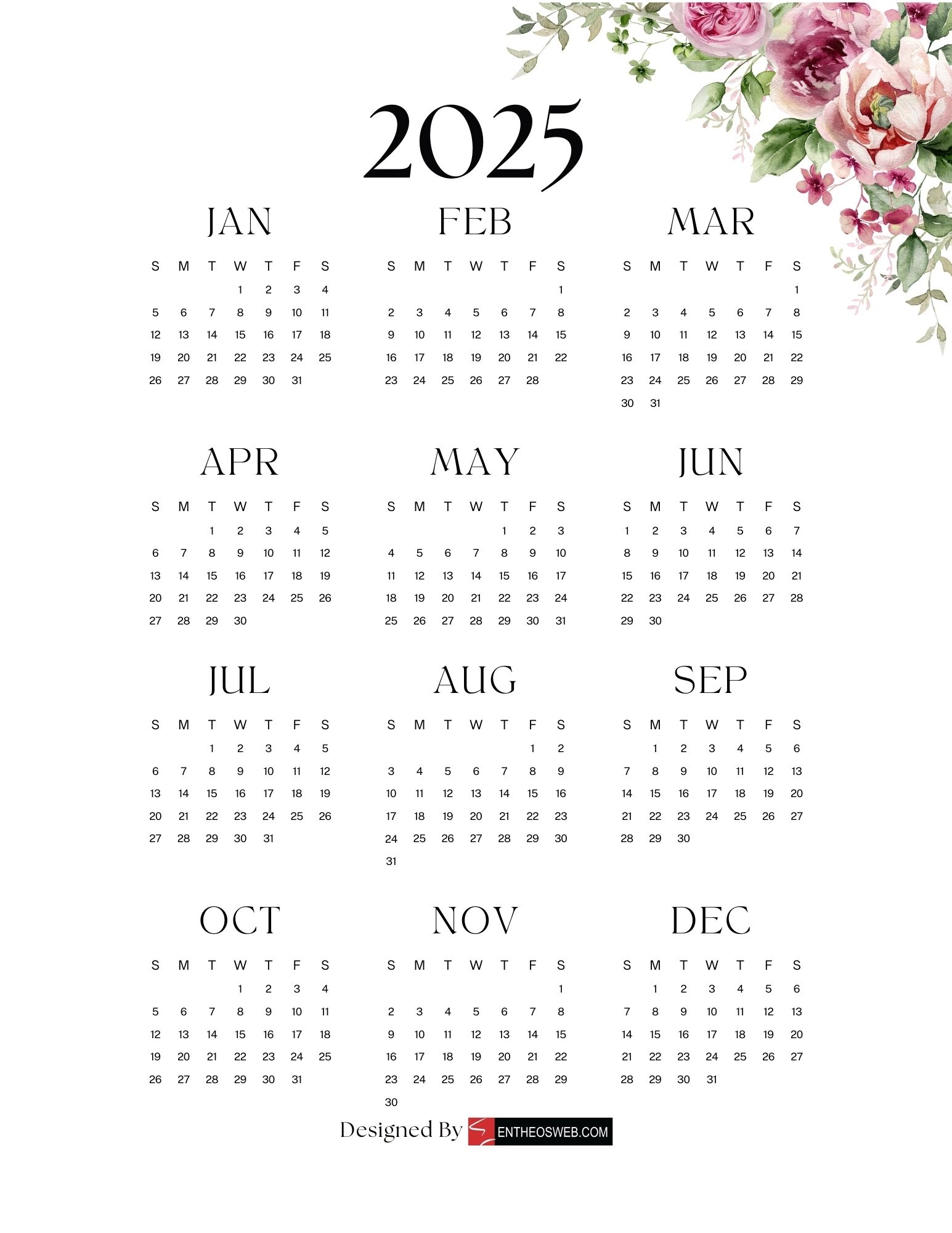Free Printable 2025 Calendars Free Printable 2025 Calendars 