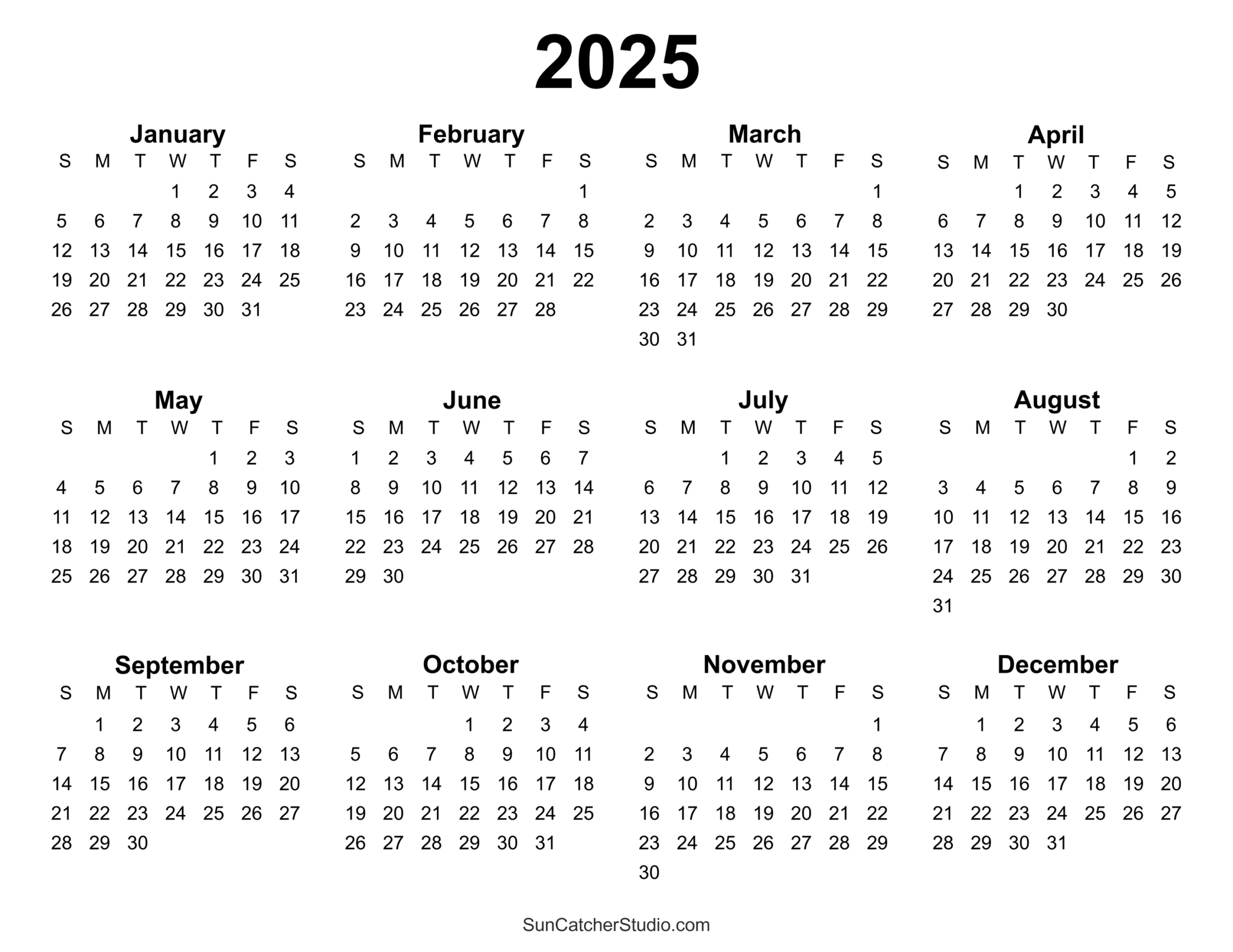 Printable Calendar 2025 Free Printable