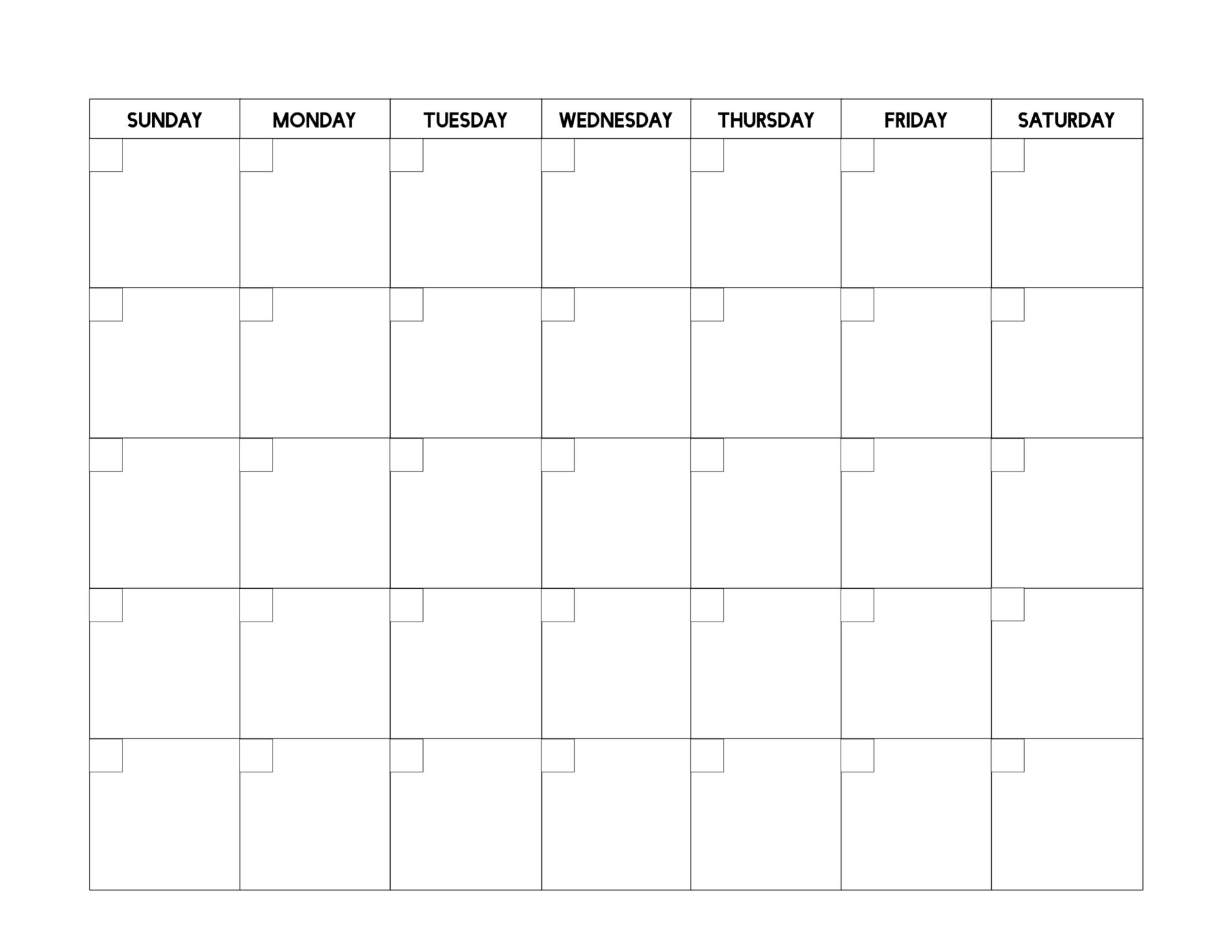 Calendars Blank Printable