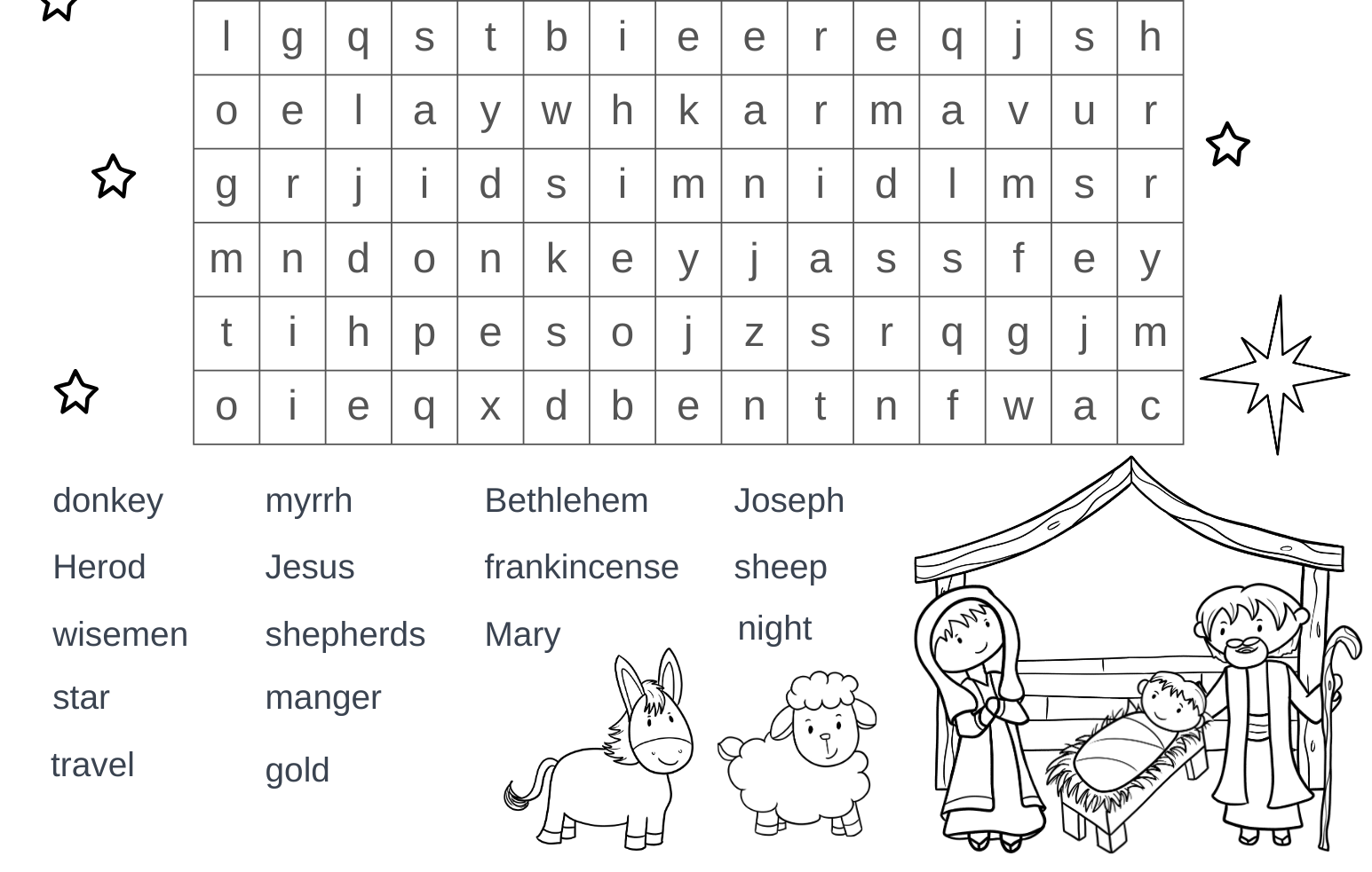 Christian Christmas Puzzles Printables