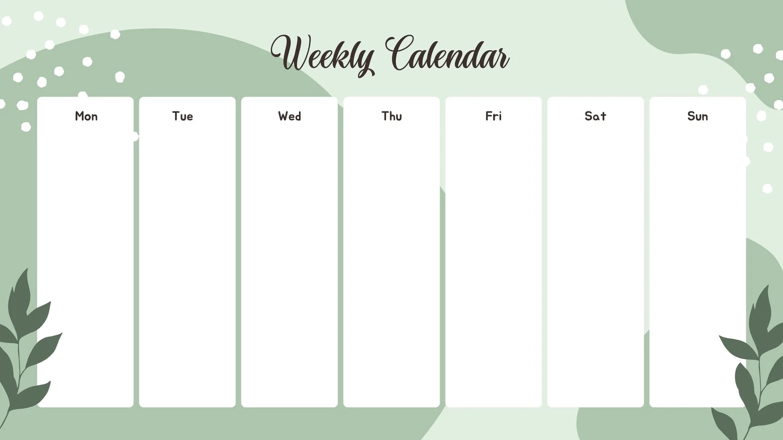 Girly Blank Weekly Calendar Printable