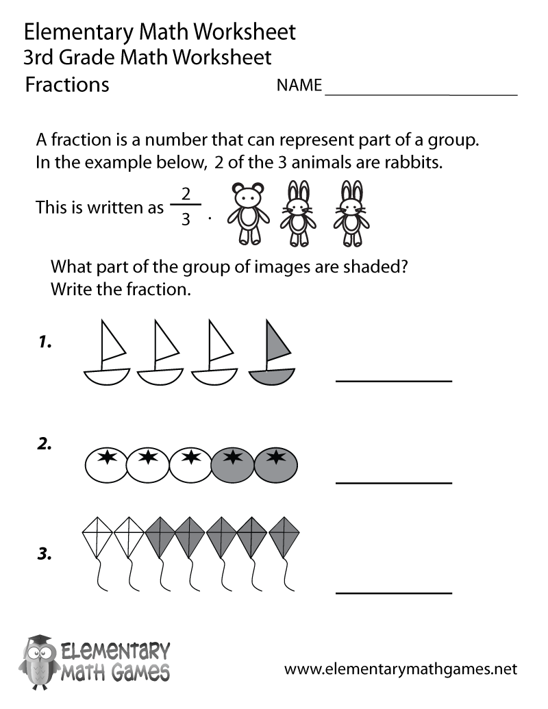 Year 3 Fractions Worksheets Printable Free