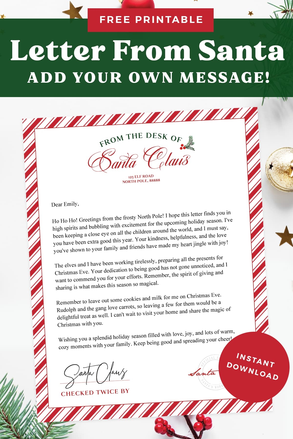 Free Printable Letter From Santa Template Word Free Download Pdf
