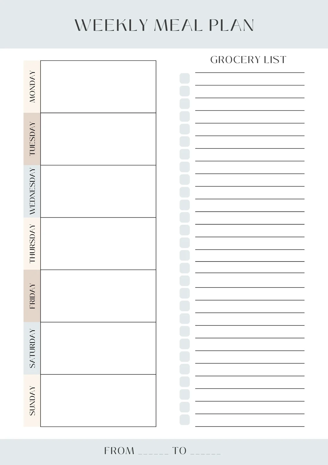 Free Printable Weekly Meal Plan Template