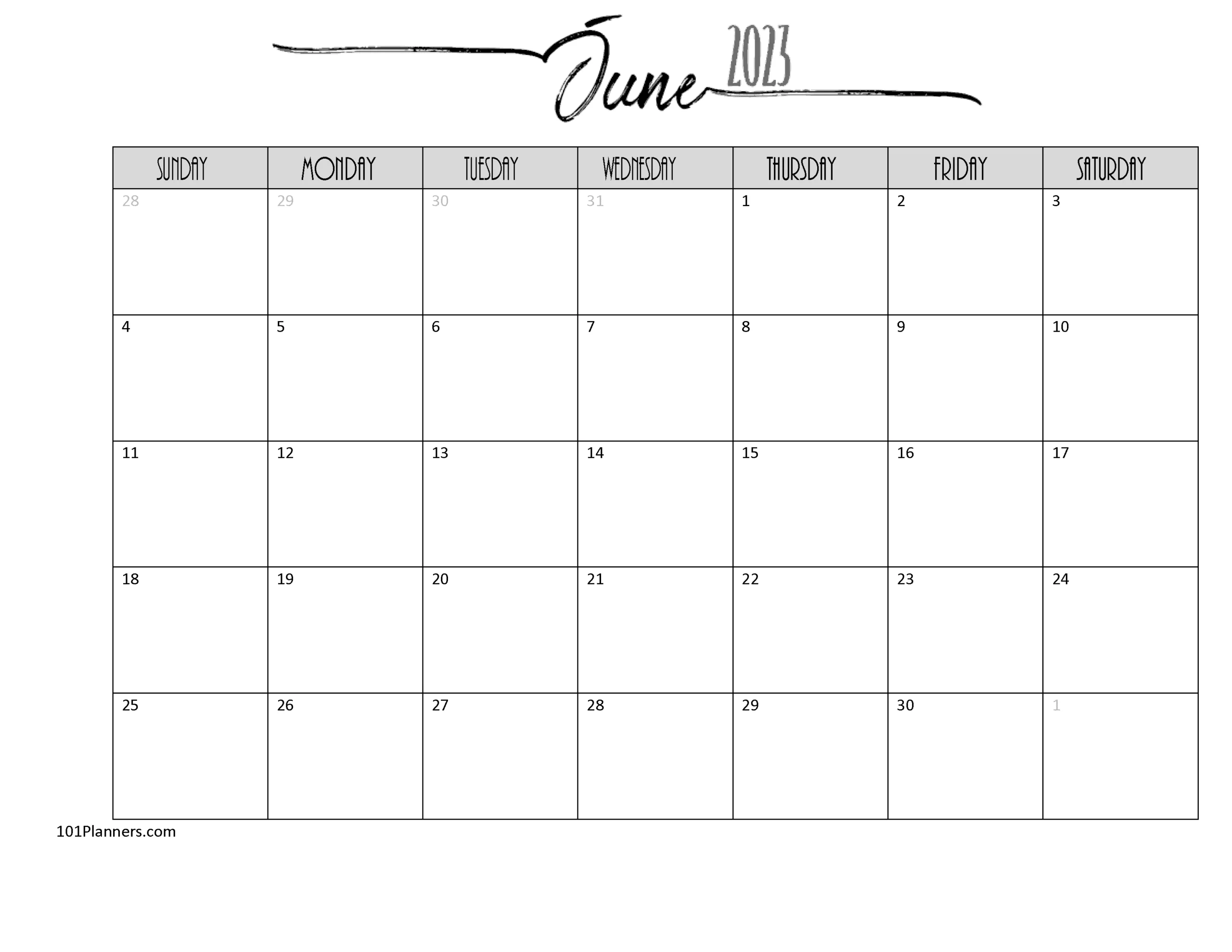 FREE Printable Monthly Calendar Template Instant Download