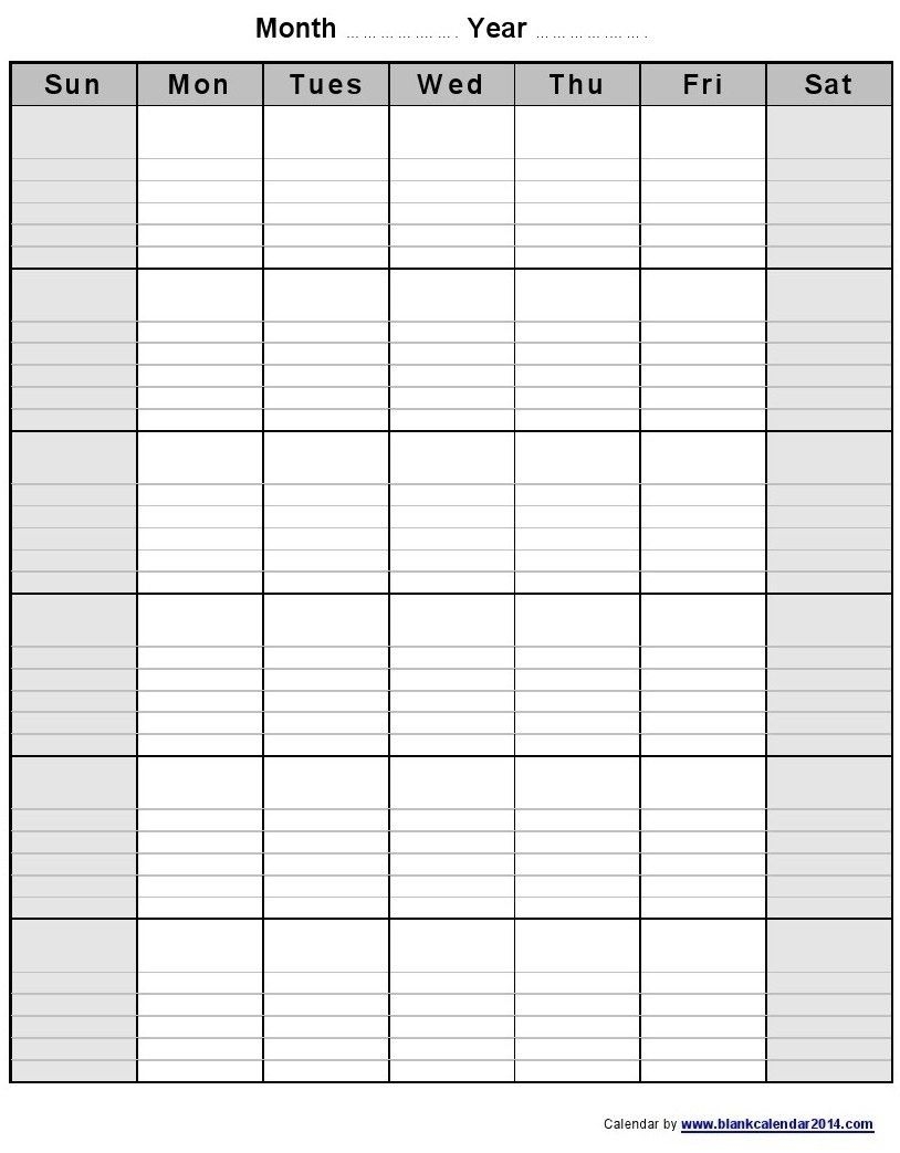 Free Printable Monthly Calendar With Lines