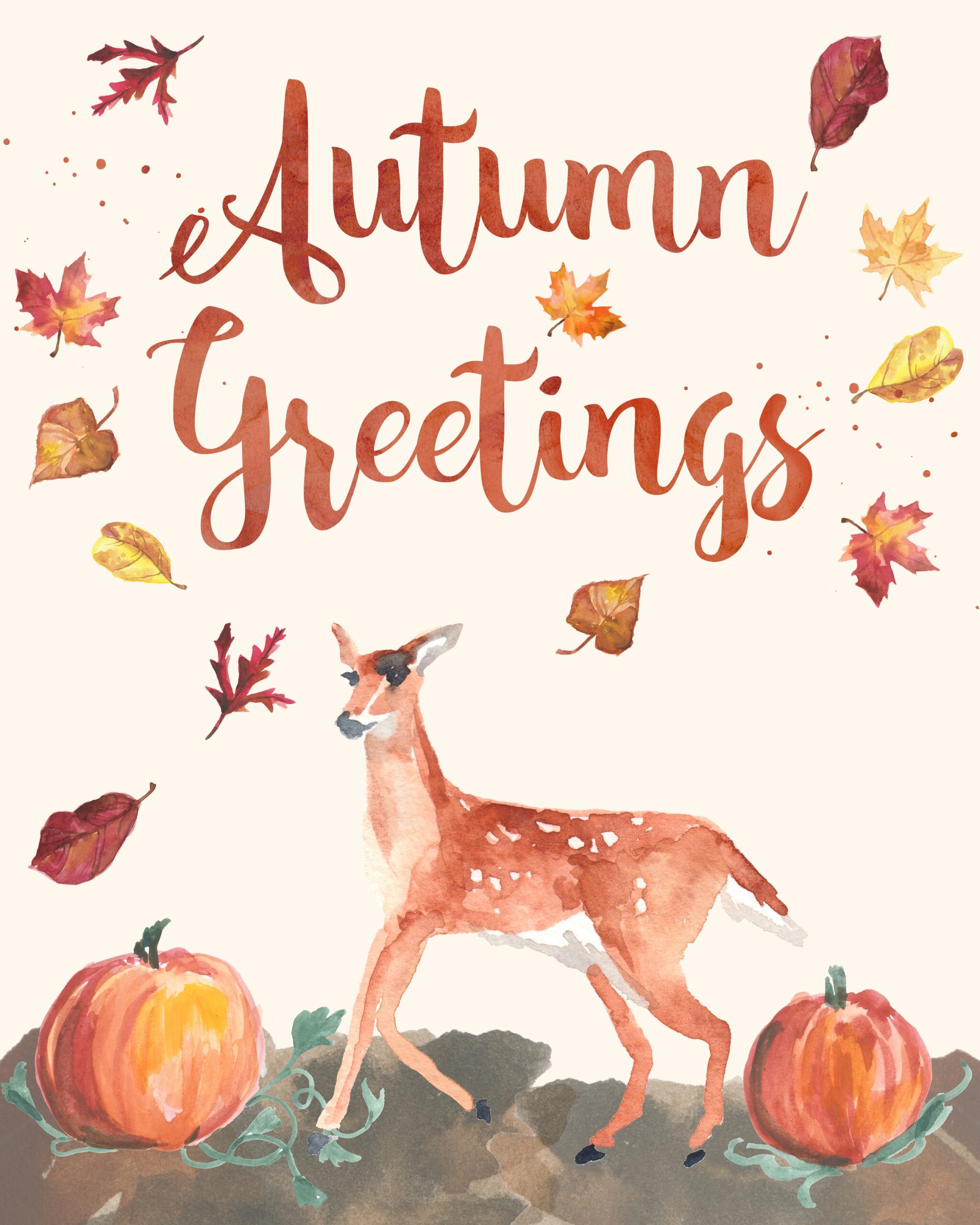 Free Printable Watercolor Wall Art Autumn Greetings Seasons Of 