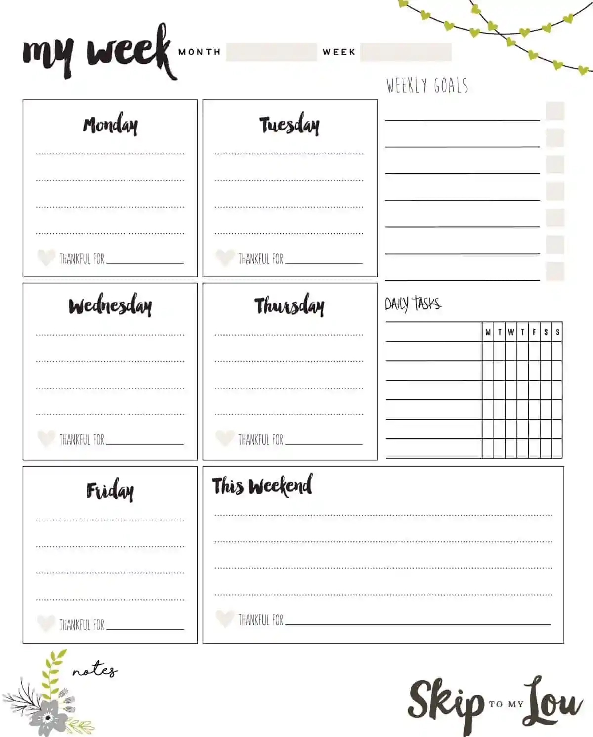Week Planner Template Printable