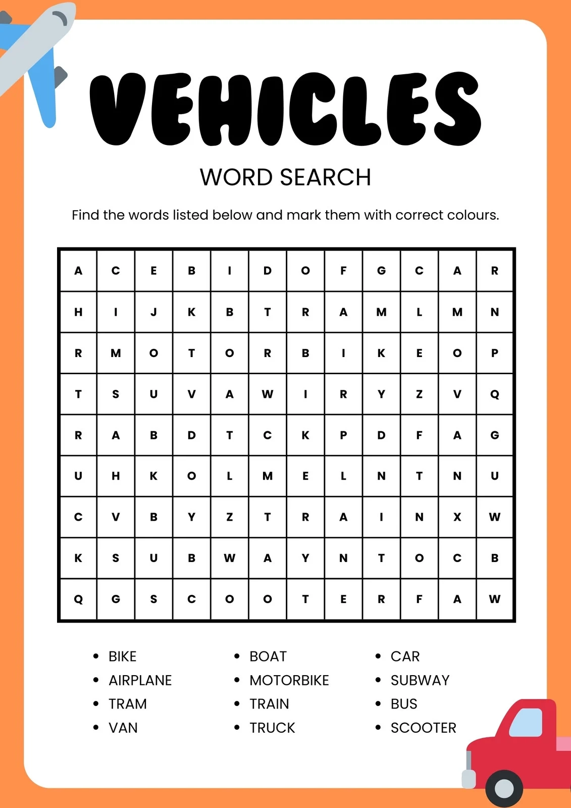 Find A Word Template Printable