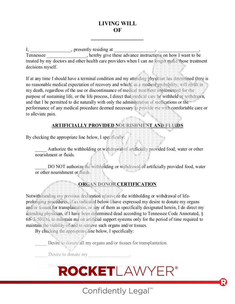 Living Will Forms Free Printable Tennessee