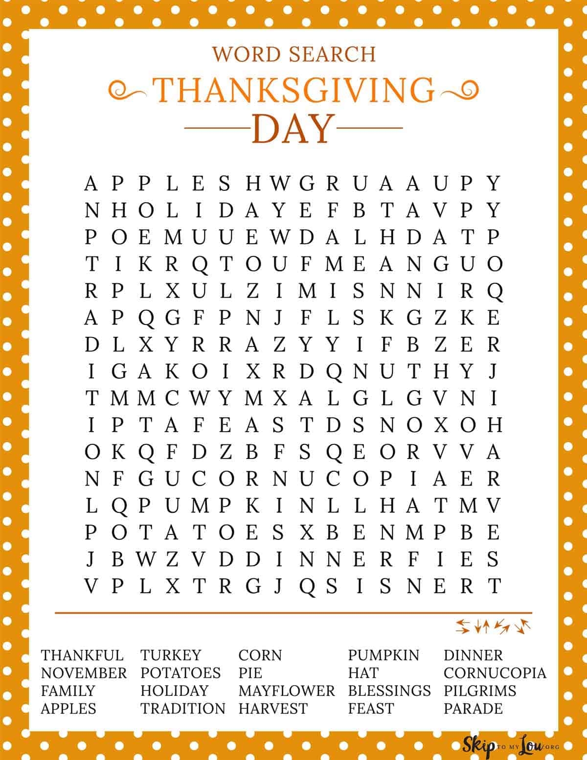 Free Printable Thanksgiving Worksheet