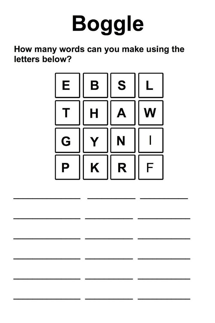 Game Boggle For Kids 101 Activity