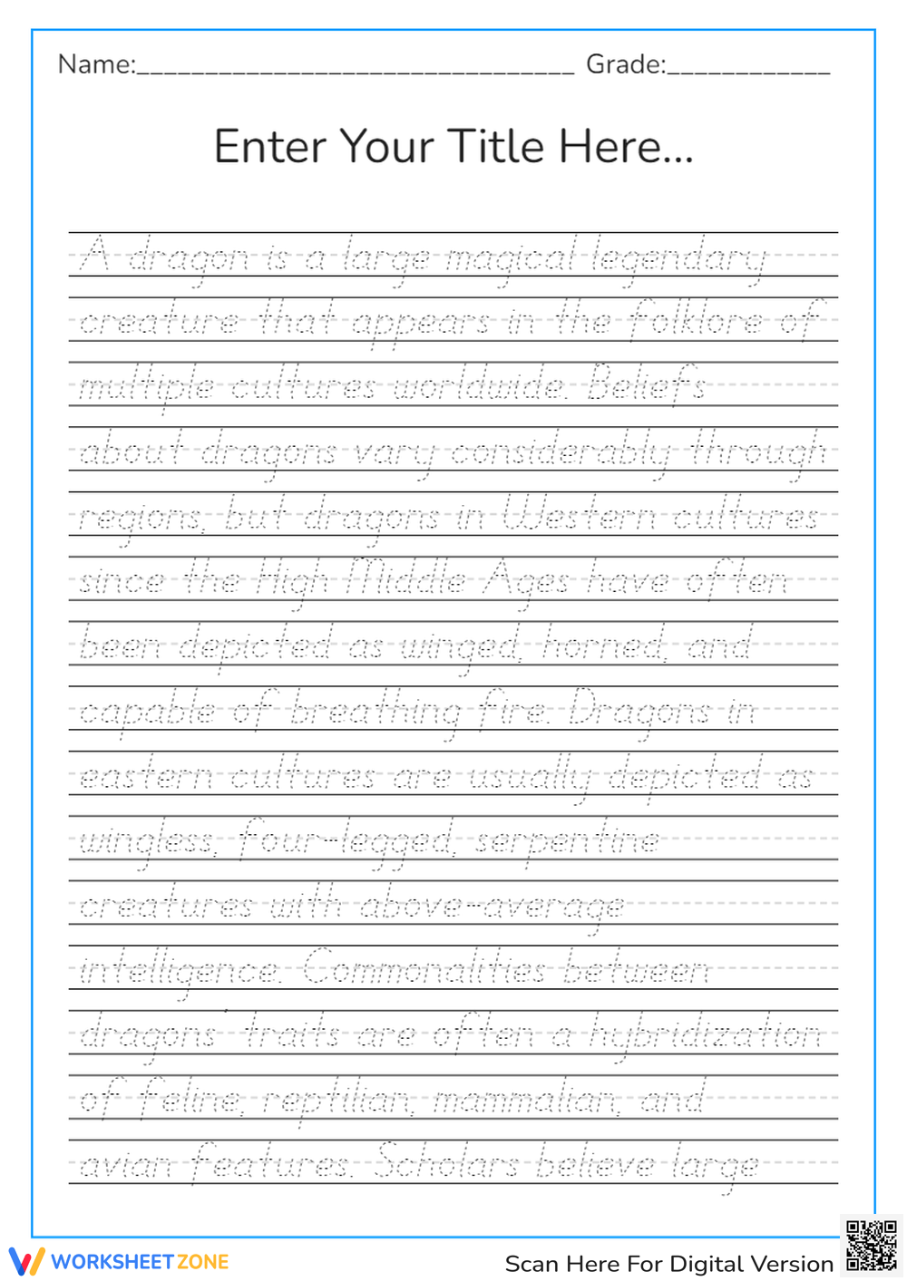 Cursive Worksheets Printable 5th Grade