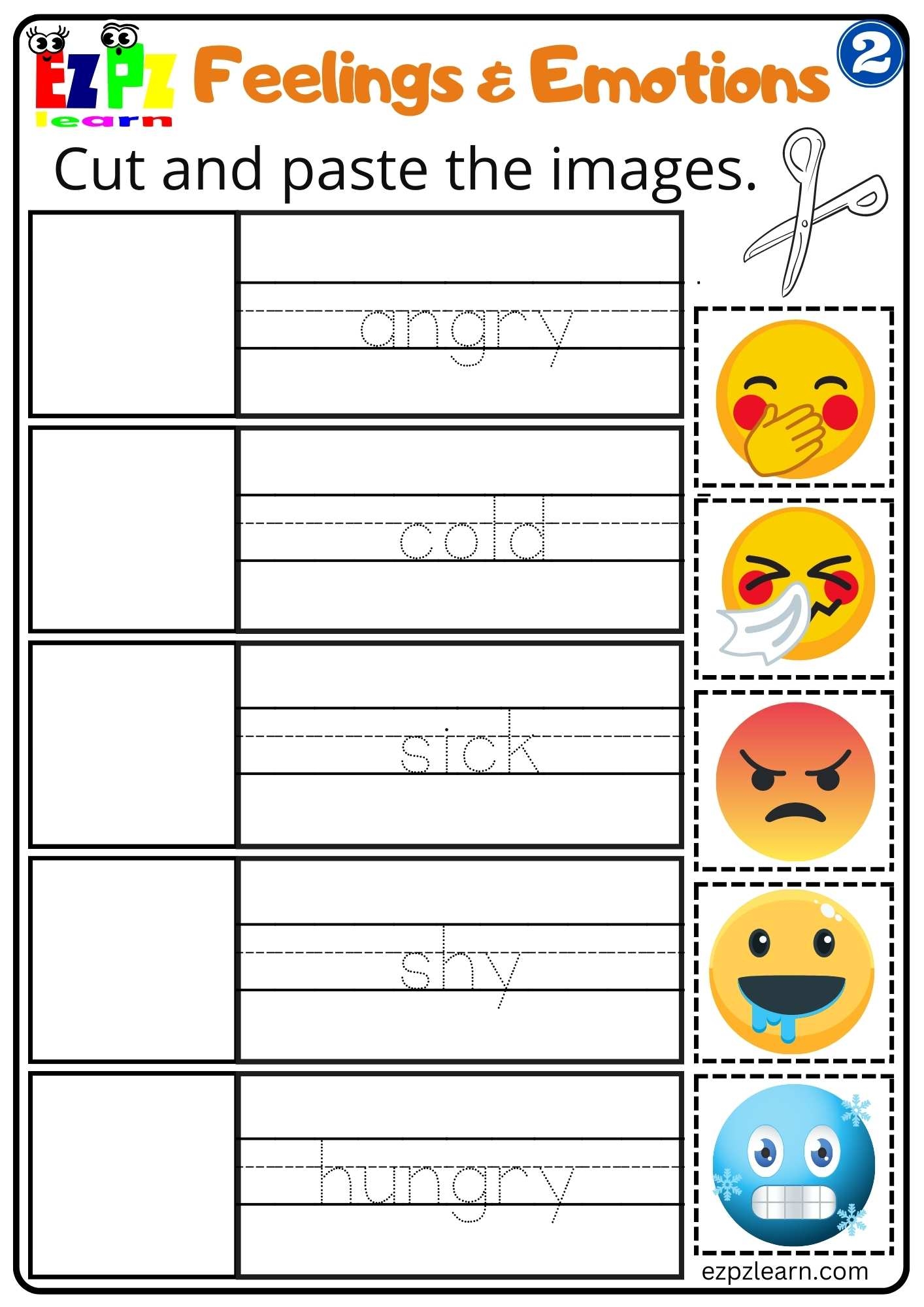 Group 2 Feelings And Emotions Cut And Paste Worksheet For Children 