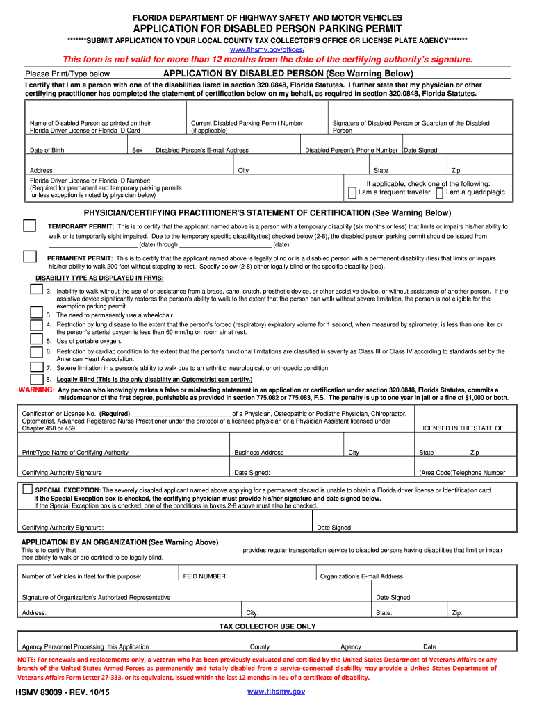 Handicap Parking Permit Form Fill Out amp Sign Online DocHub