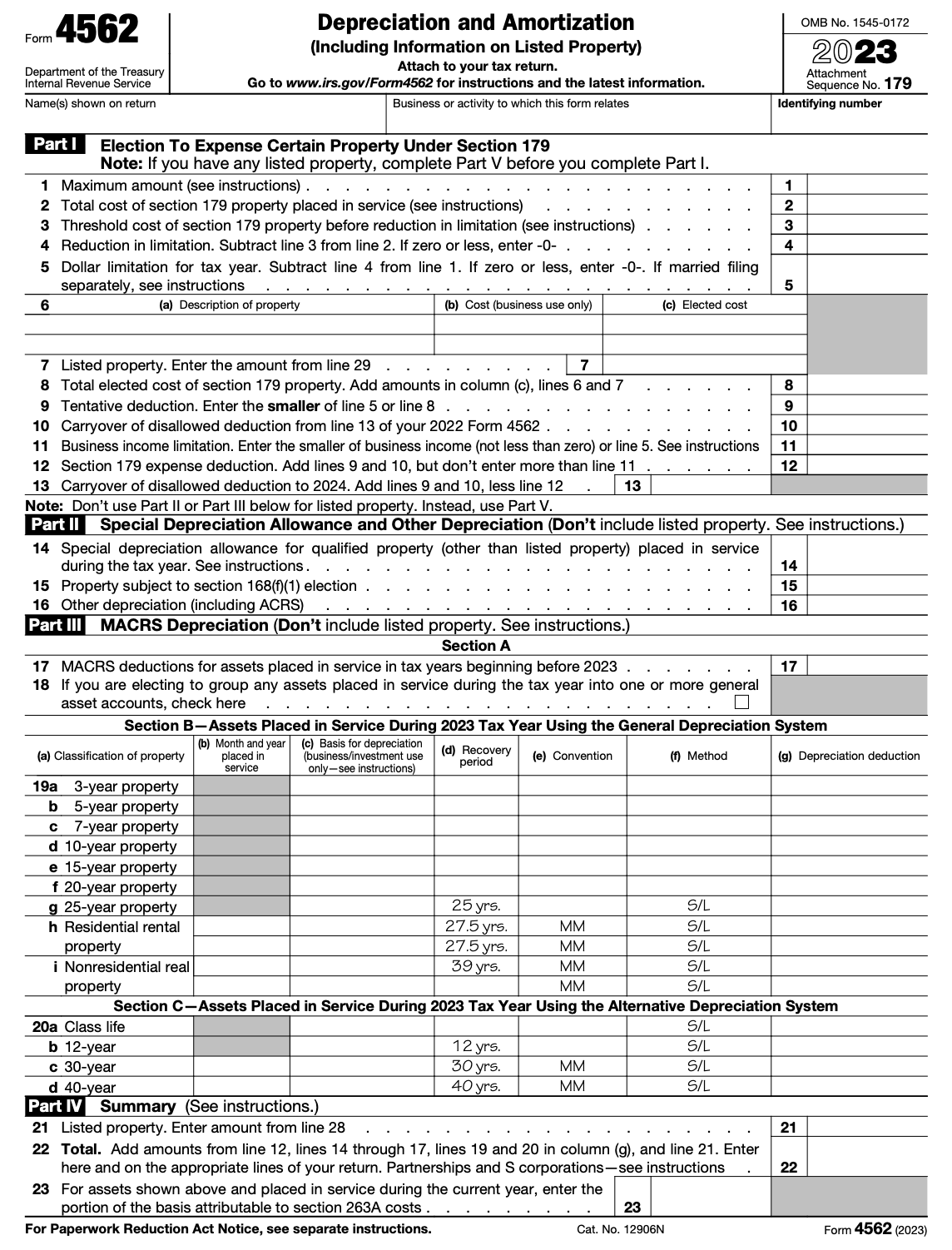 What Is Irs Form 4562