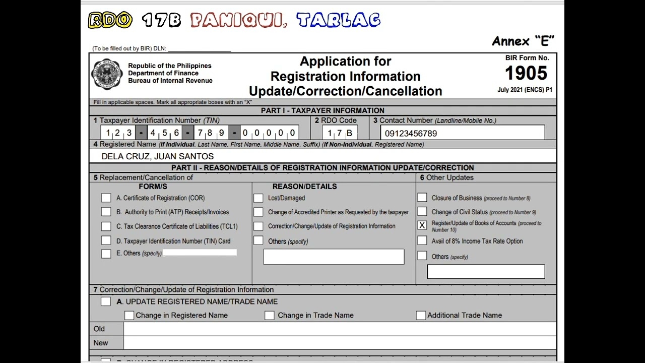  How To Fill out BIR Form 1905 For Registration Of Books Of Accounts 