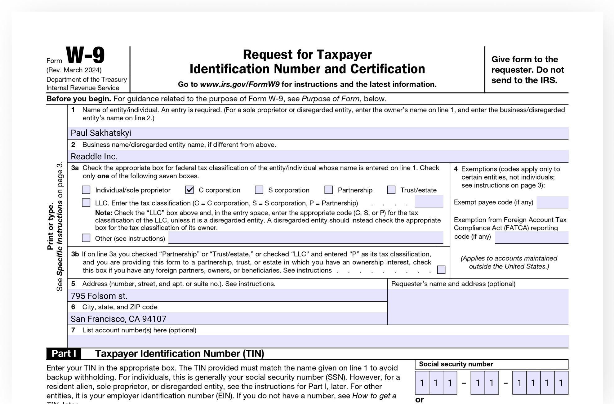 Editable W9 Form 2025 Free