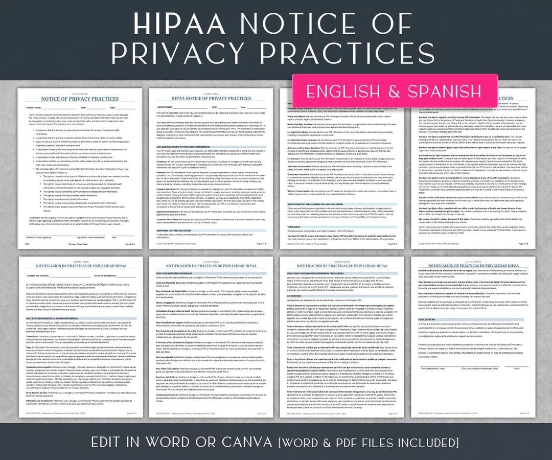 Printable Notice Of Privacy Practices Template