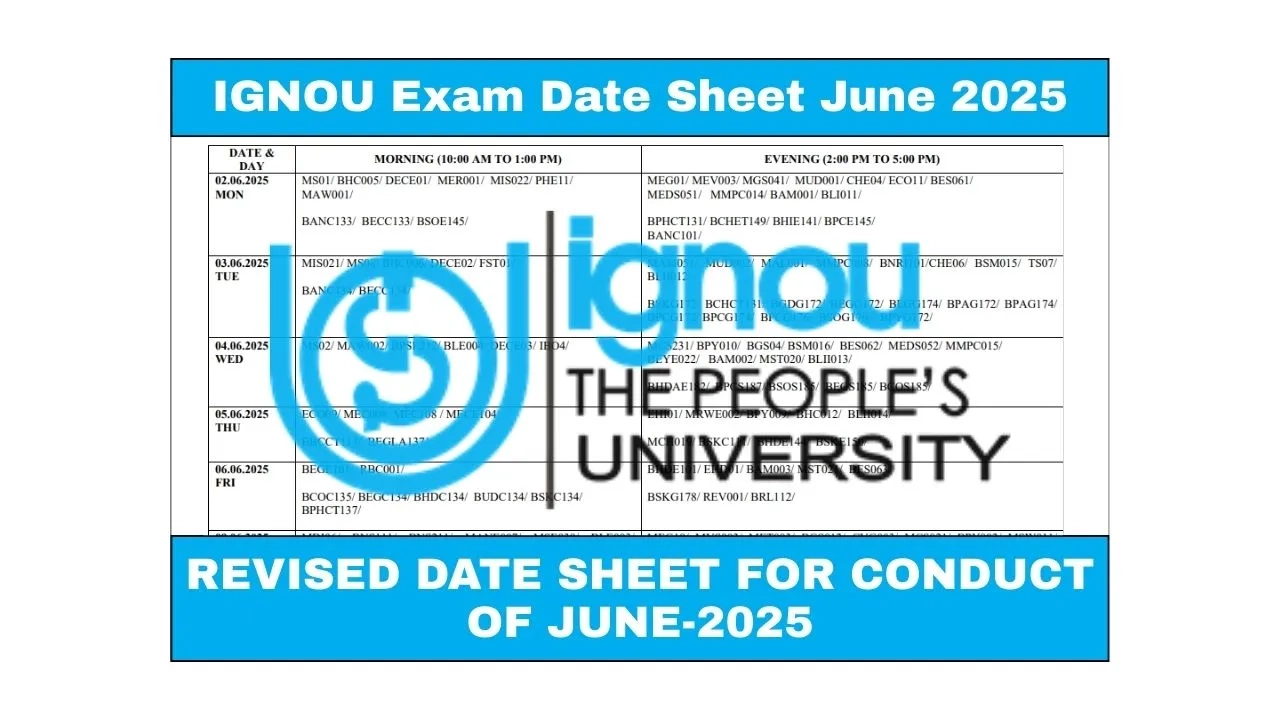 Ignou Exam Form June 2025 Last Date