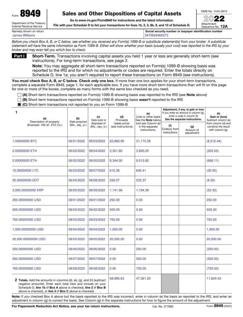 IRS Crypto Tax Form 8949 How To Fill Out Correctly In 2023