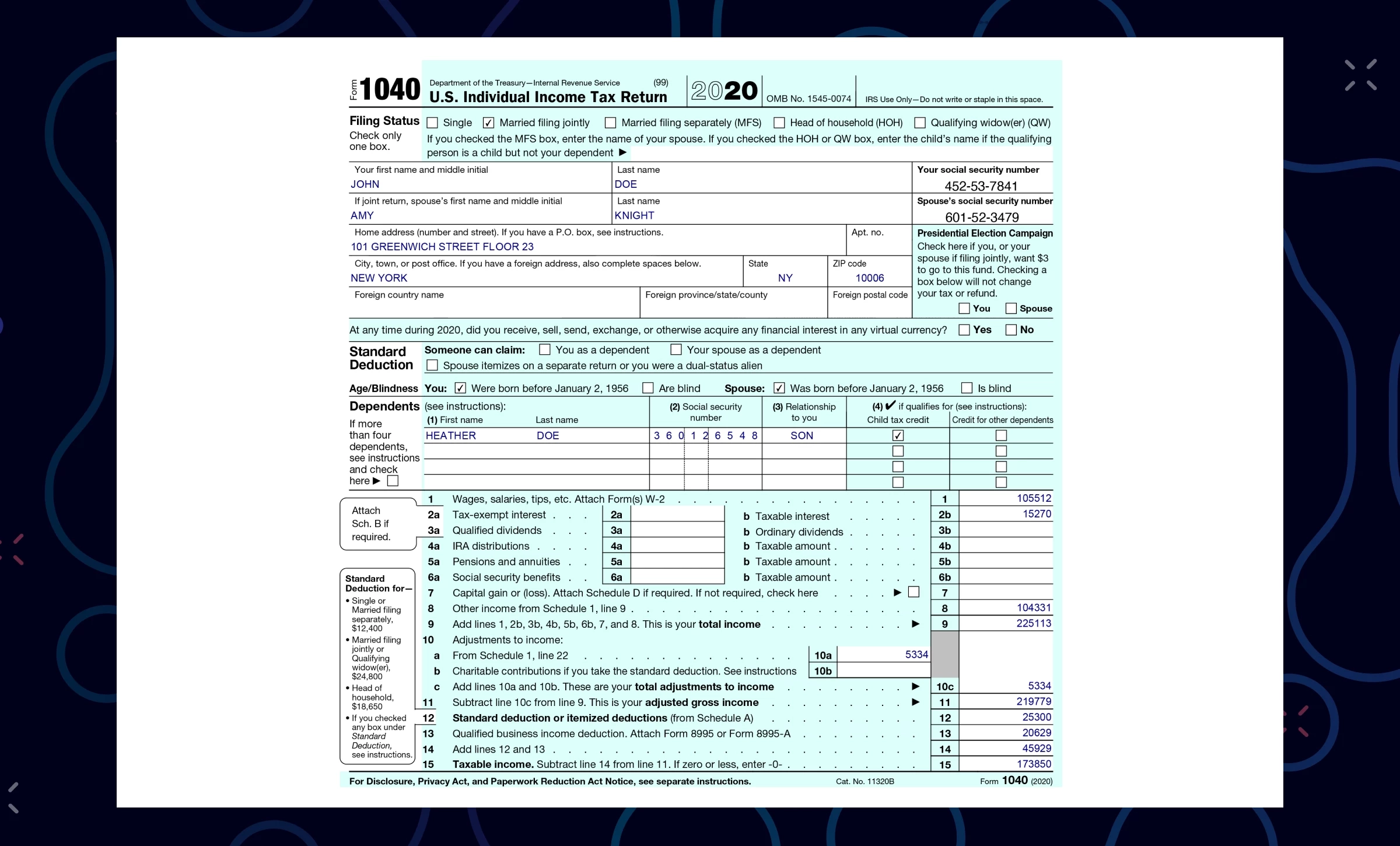 IRS Form 1040 Automated Document Processing 2020 2021 