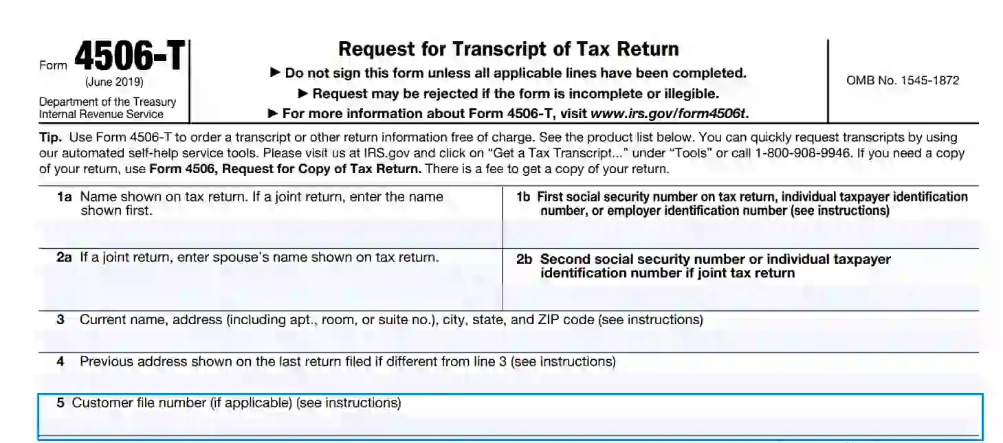 Irs Form 4506-T Fillable Pdf
