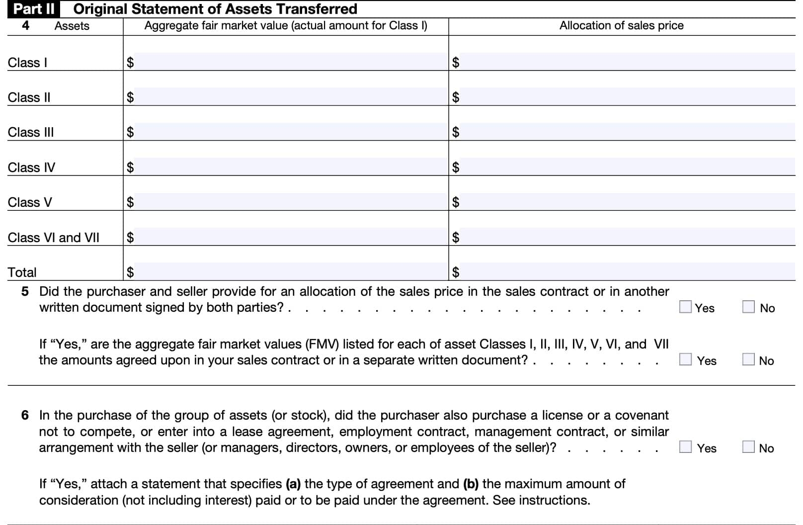 Irs Form 8594 Asset Classes