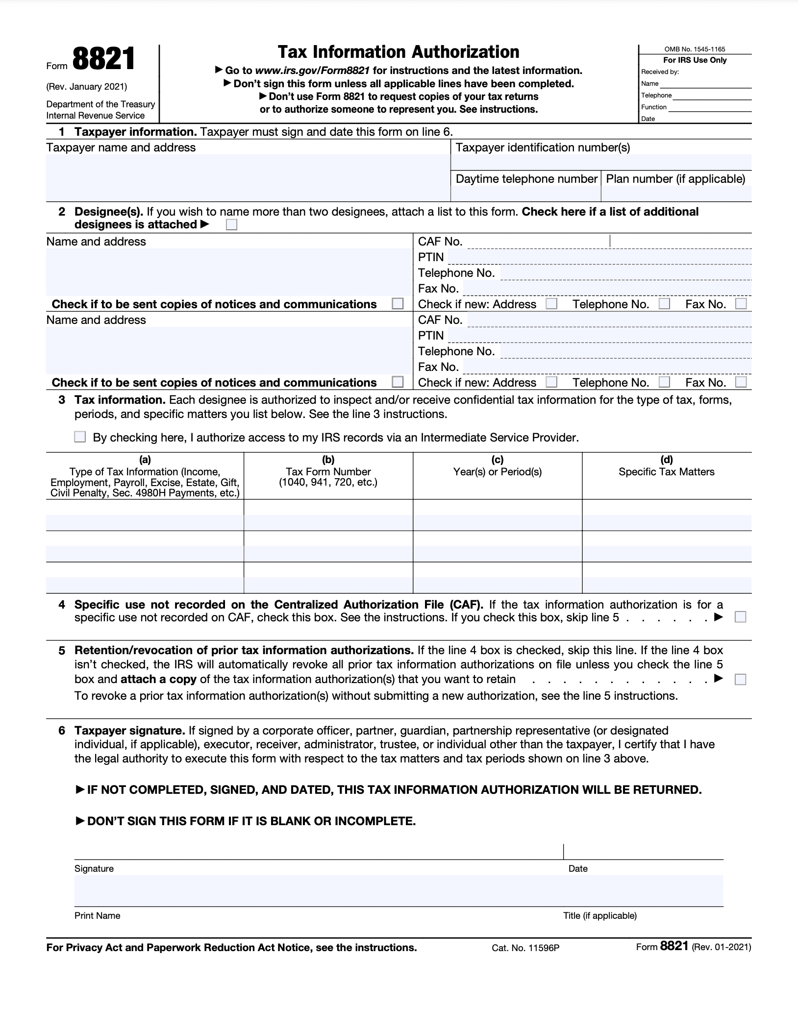 IRS Form 8821 Instructions For Filing Financial Cents