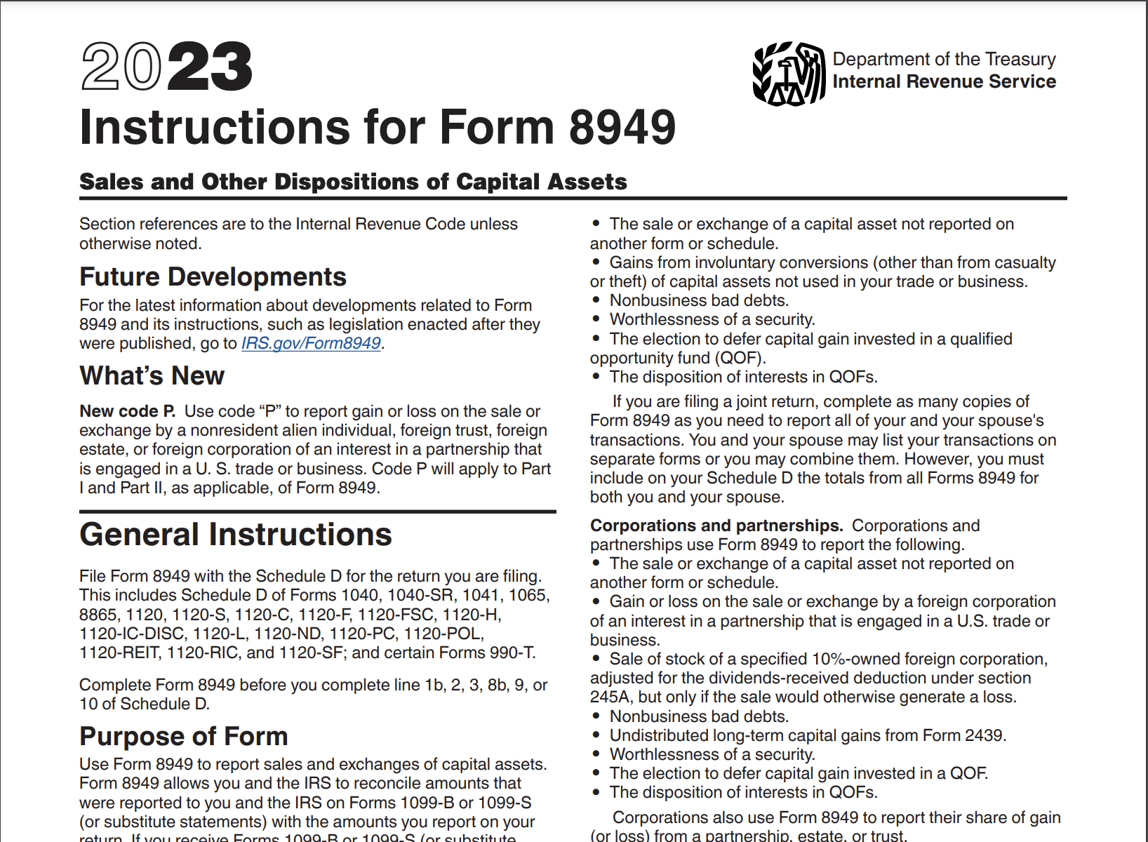 Irs Form 8949 Instructions
