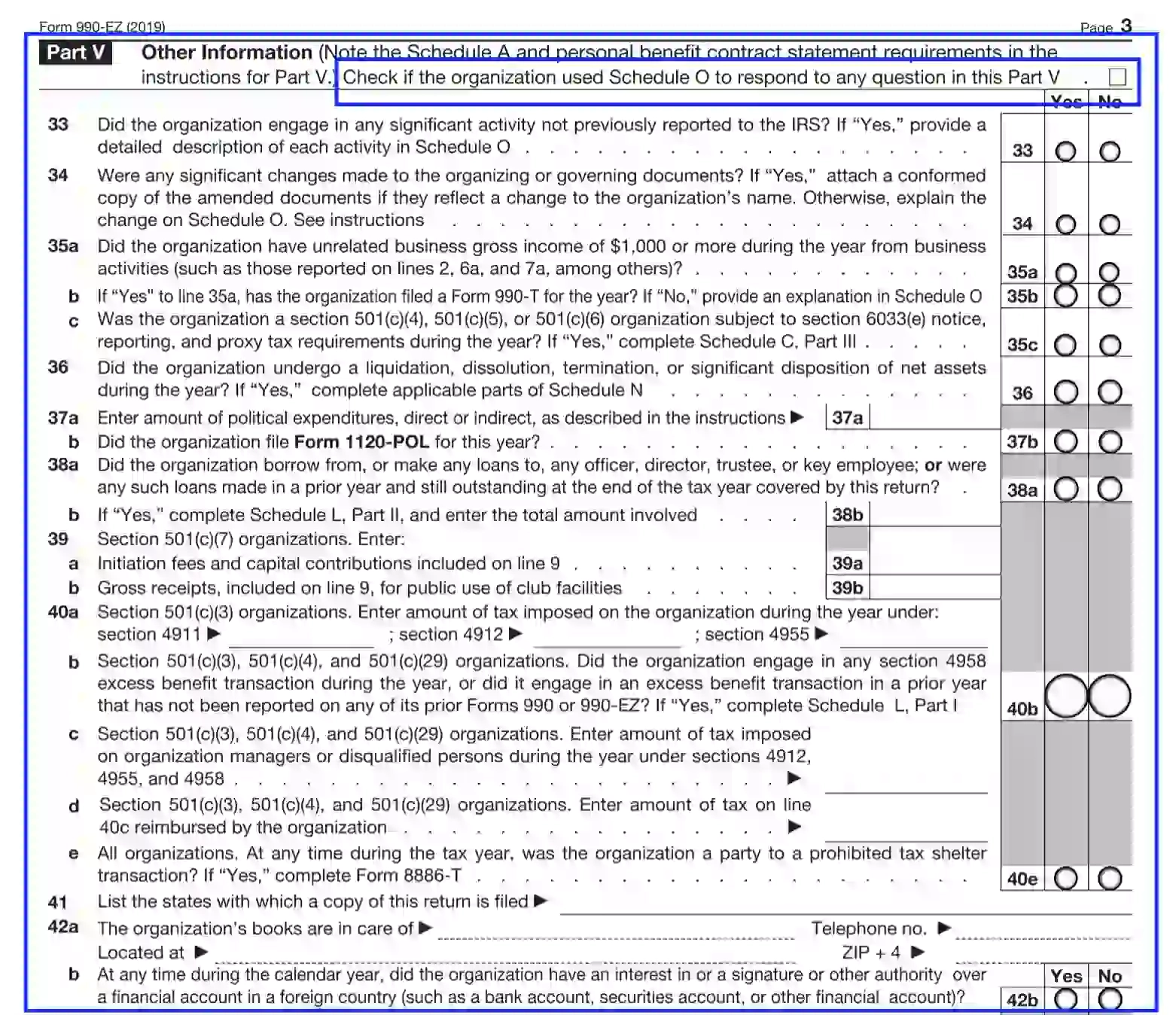 IRS Form 990 EZ Fill Out Printable PDF Forms Online