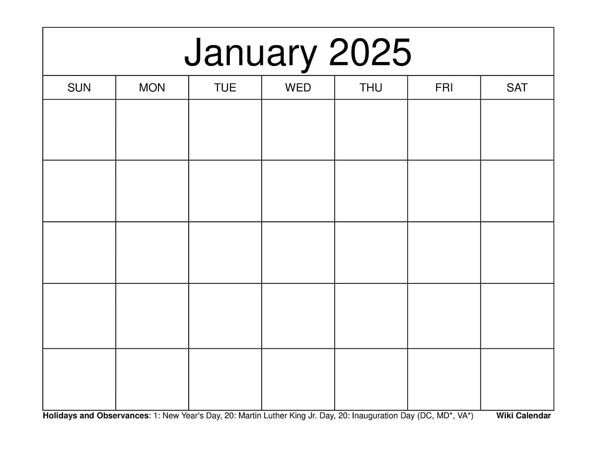 Free Printable December January Calendar