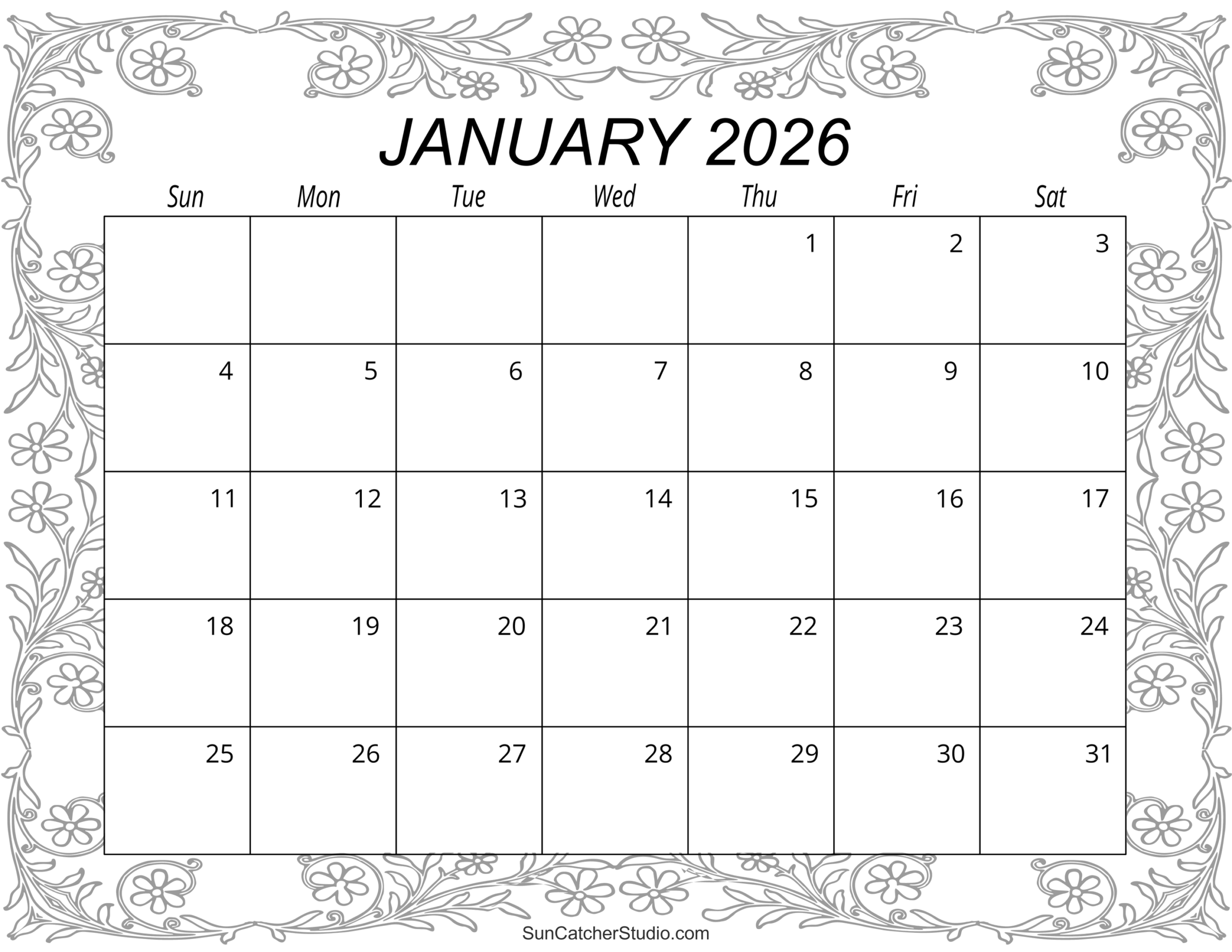 January 2026 Printable Calendar With Holidays
